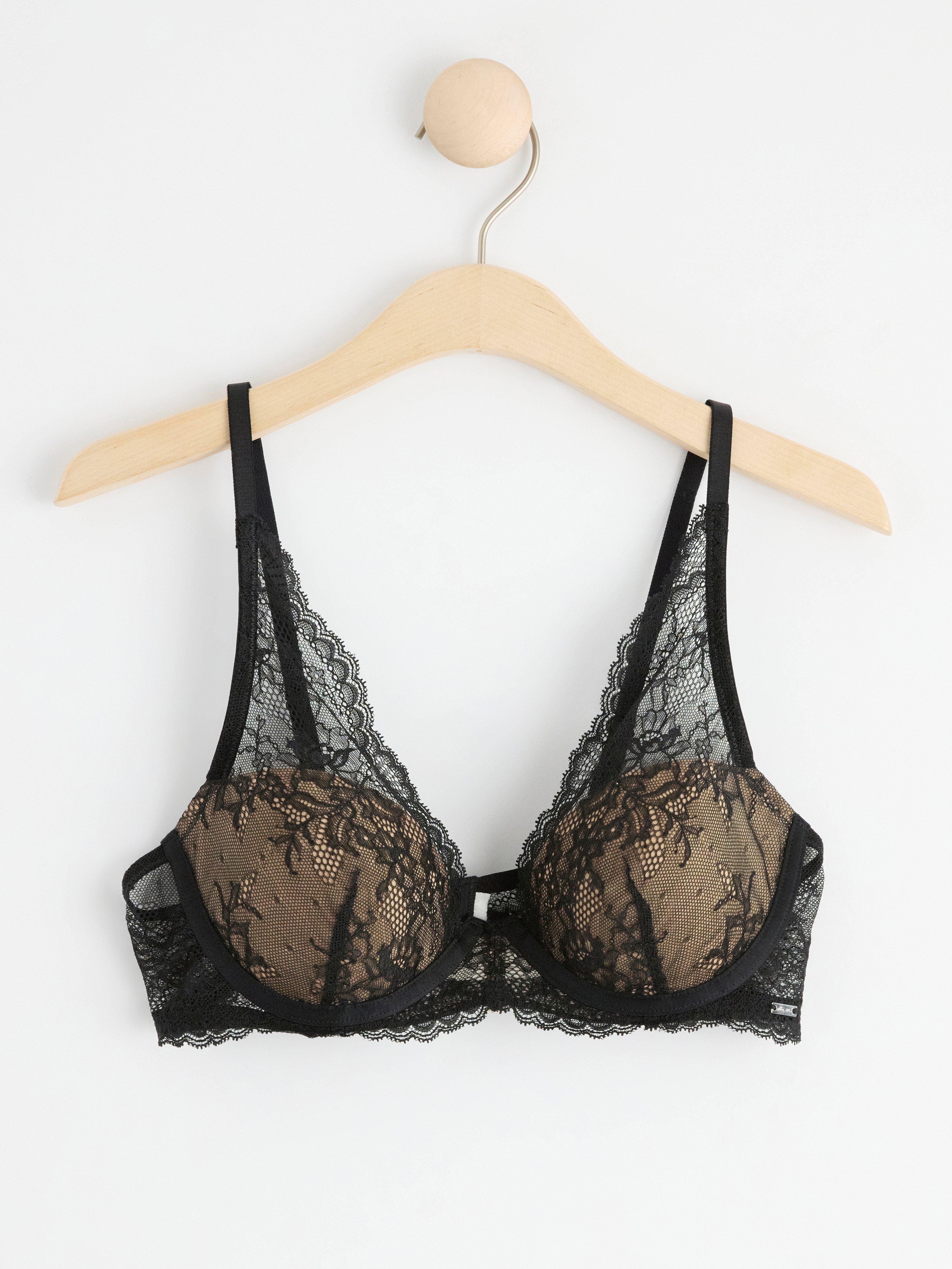 Tulip t-shirt bra with lace Black