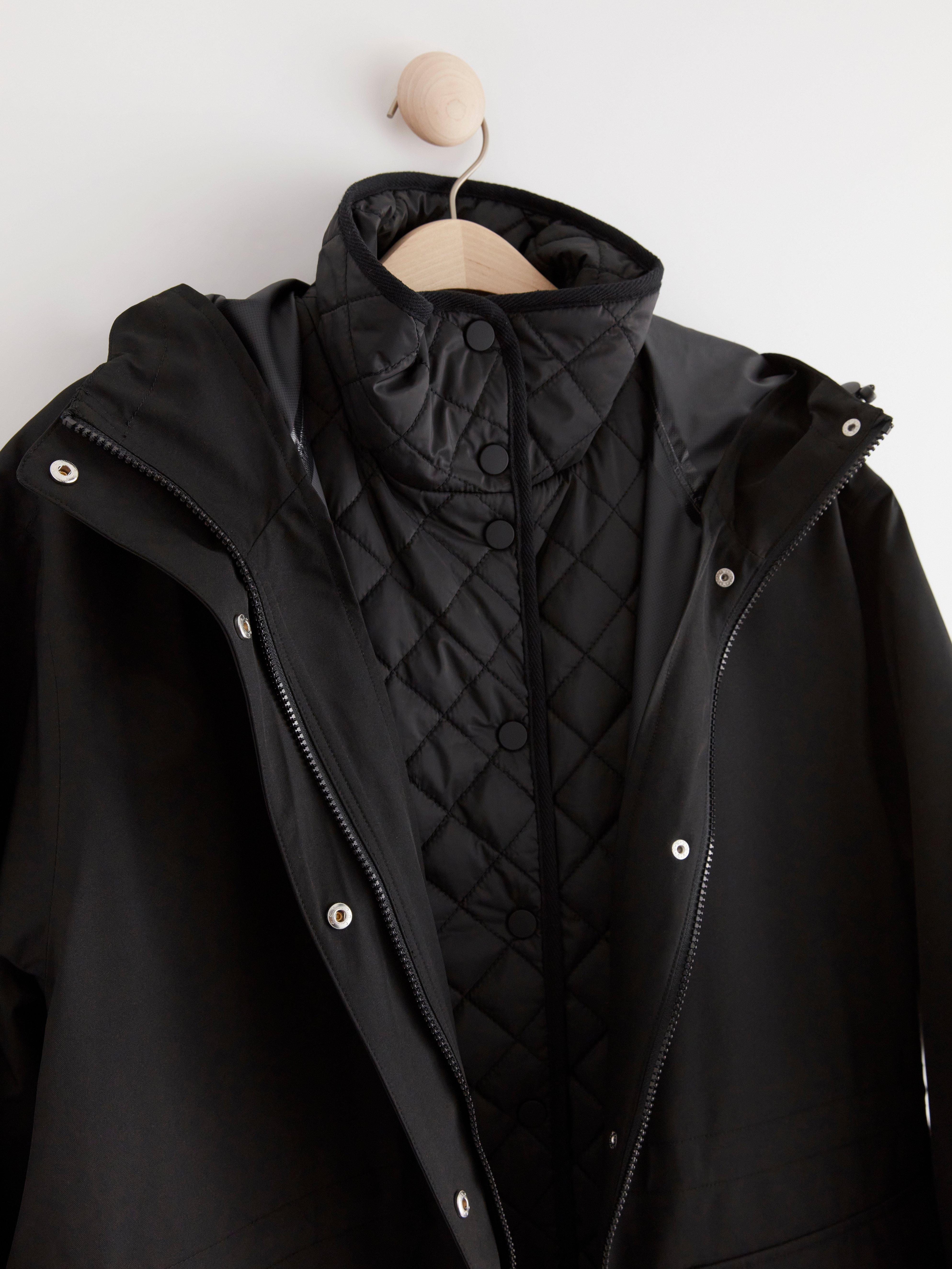 Waterproof parka with inner jacket Black