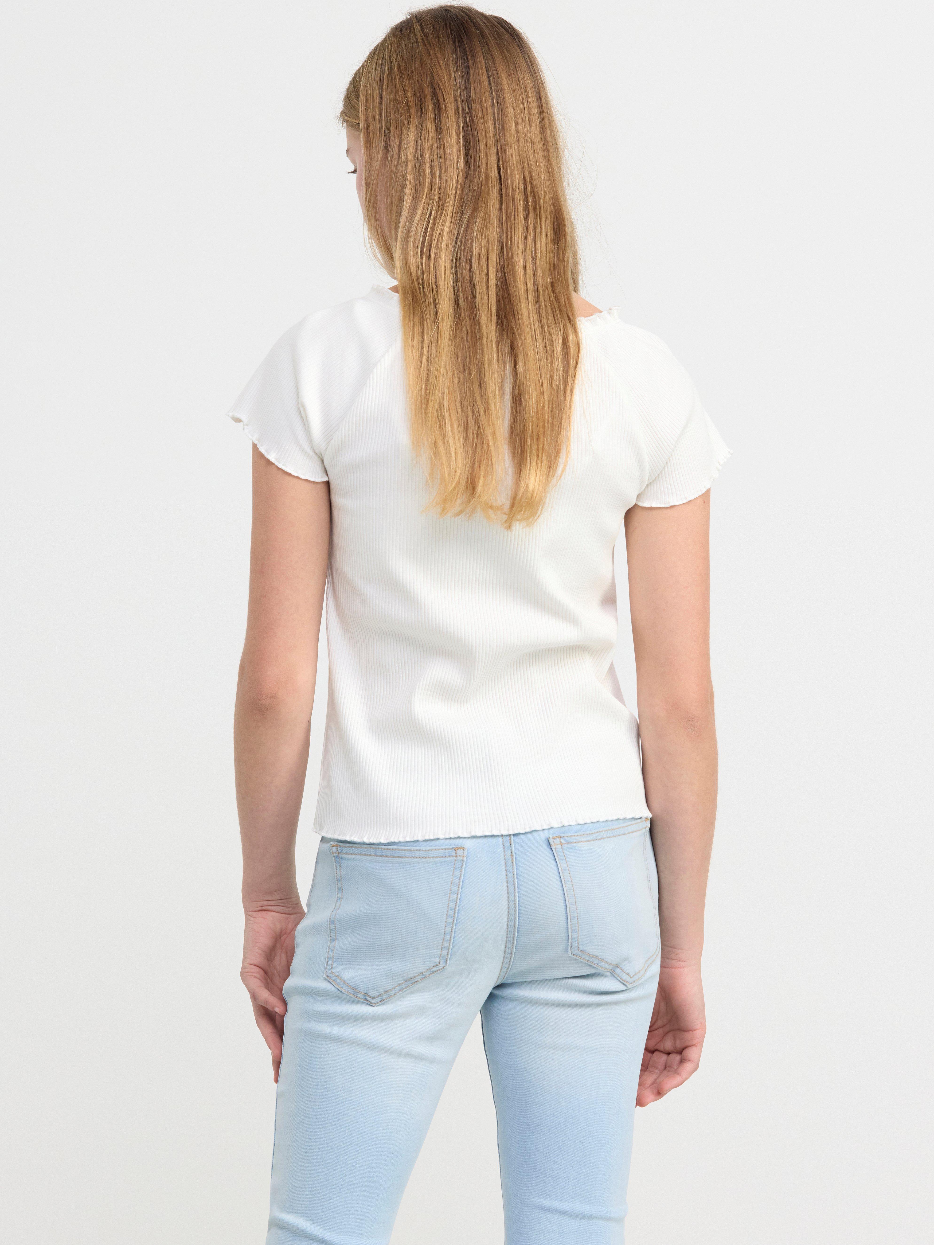 Ribbed short sleeve top Off White