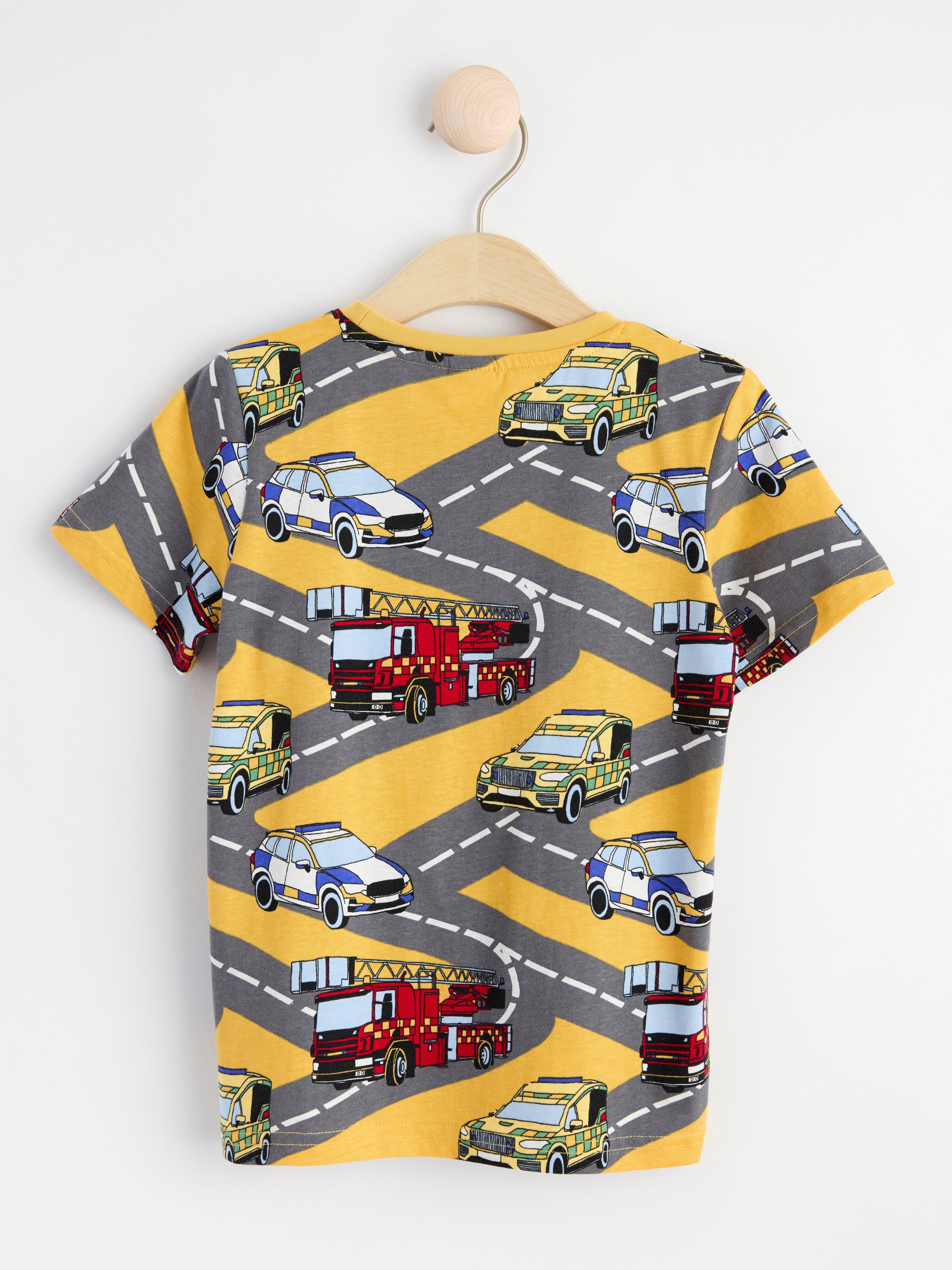 Short sleeve top with cars Light Dusty Yellow