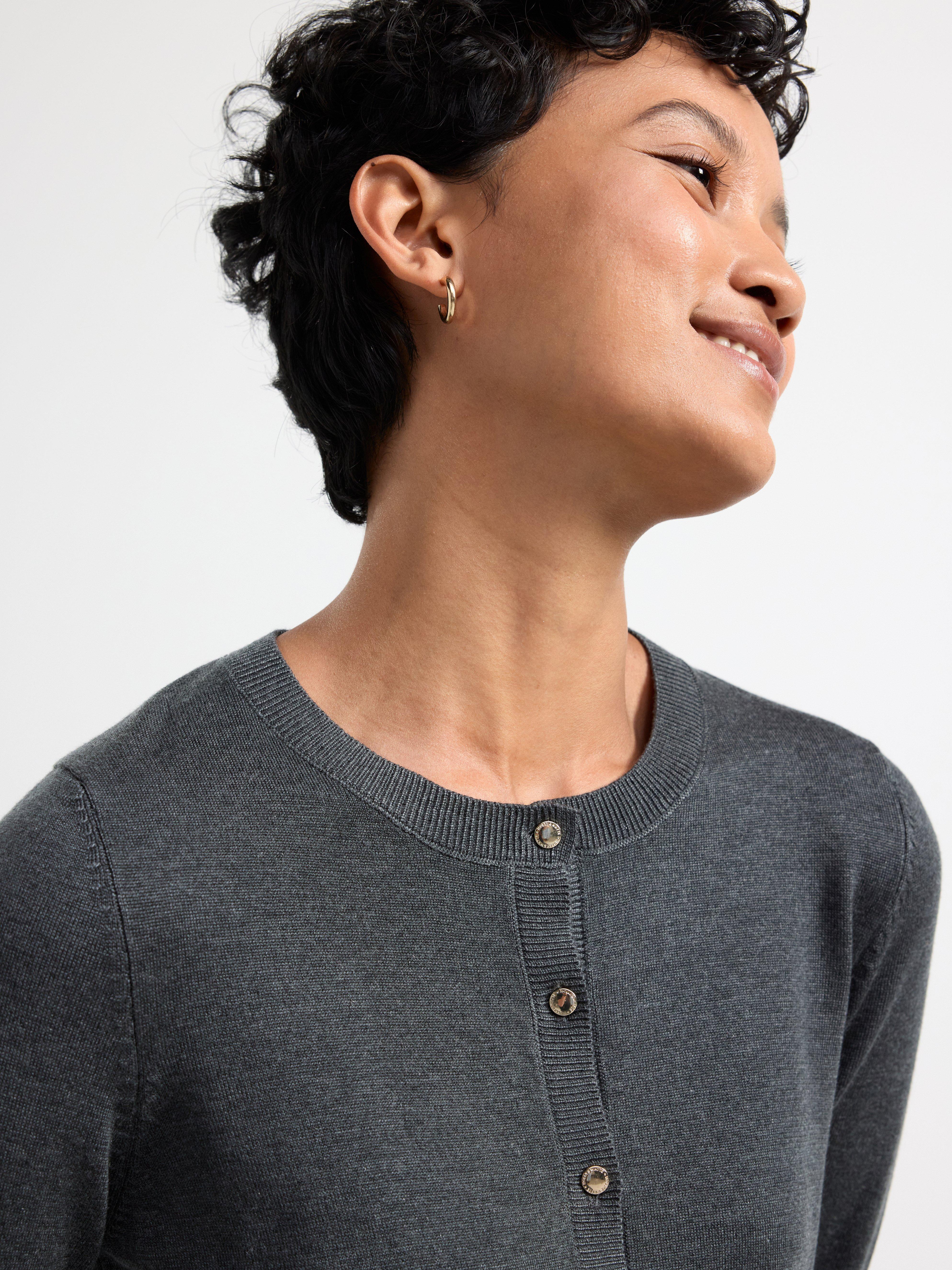 Fine-knit cardigan Dark Grey Melange
