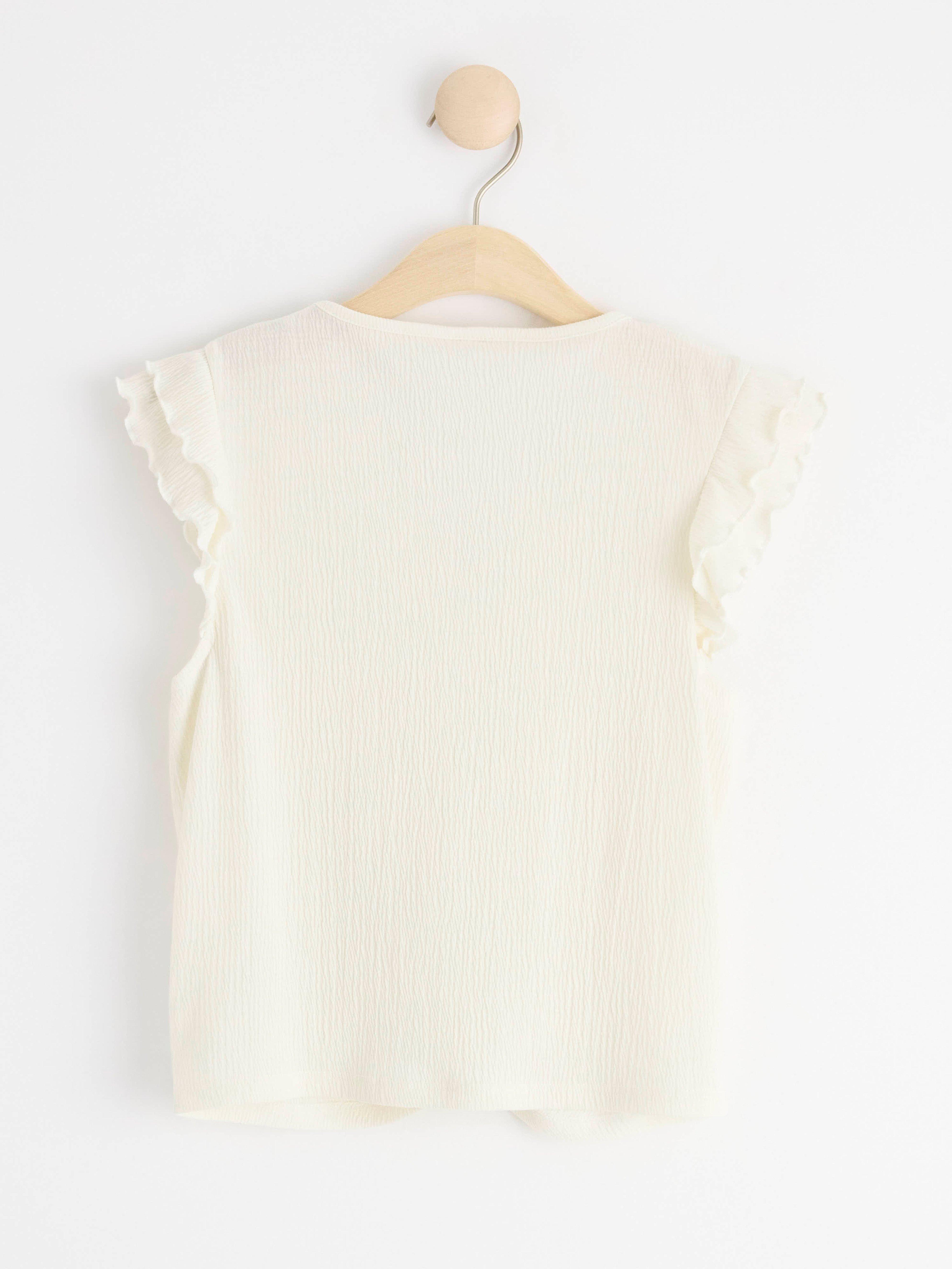 Cropped top with frill sleeves Off White