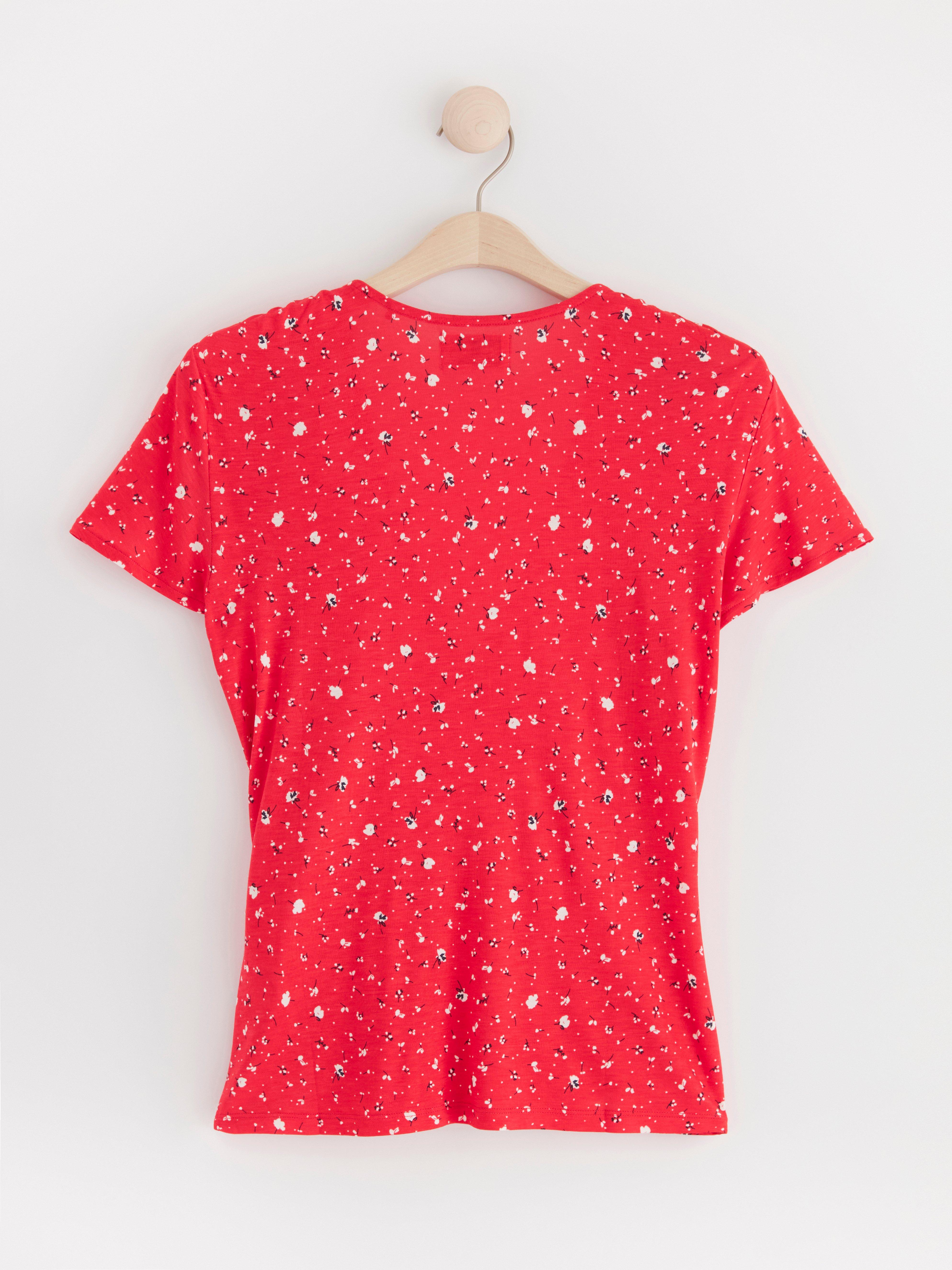 Short sleeve wrap top Red