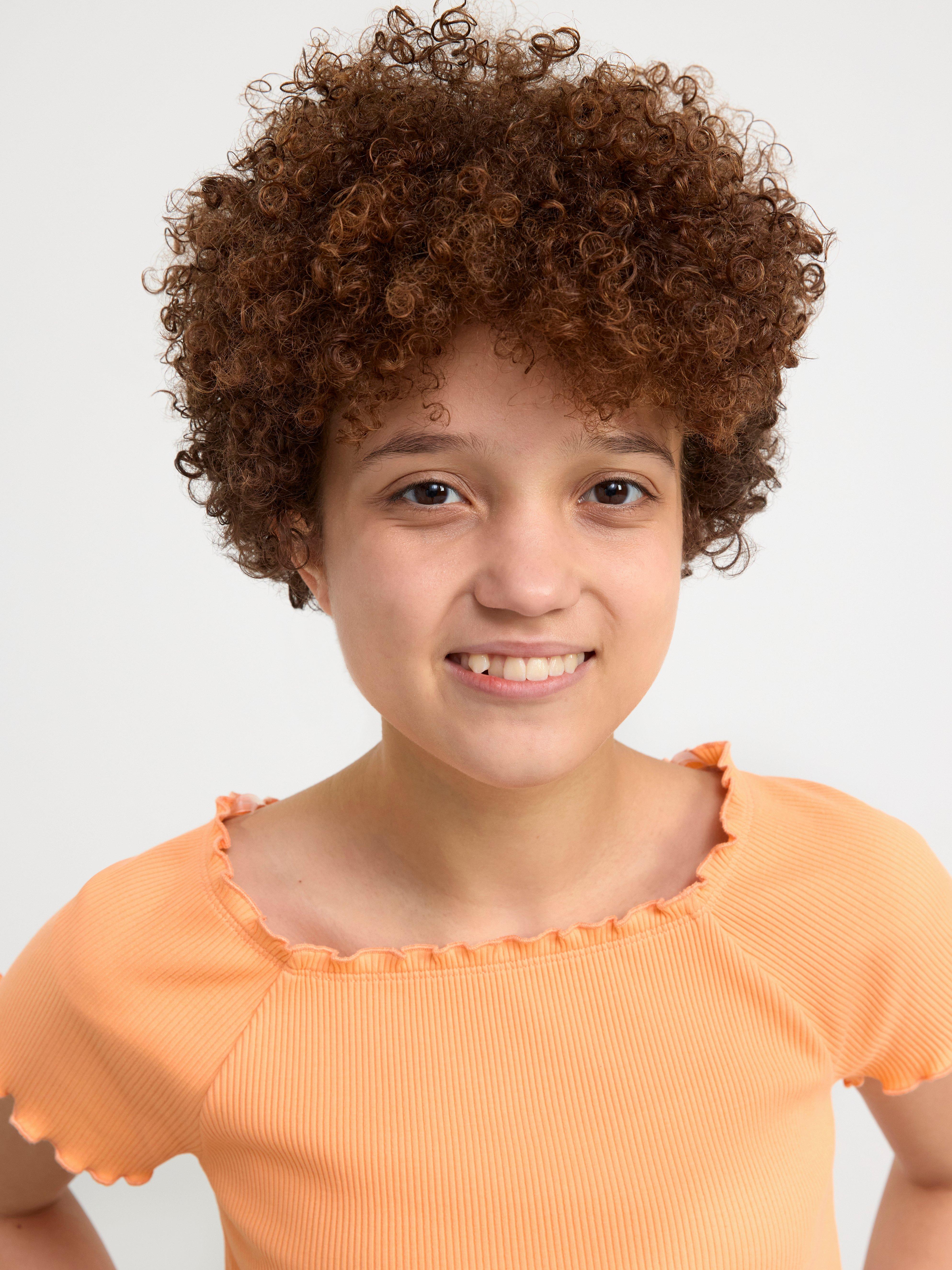 Ribbed short sleeve top Light Orange