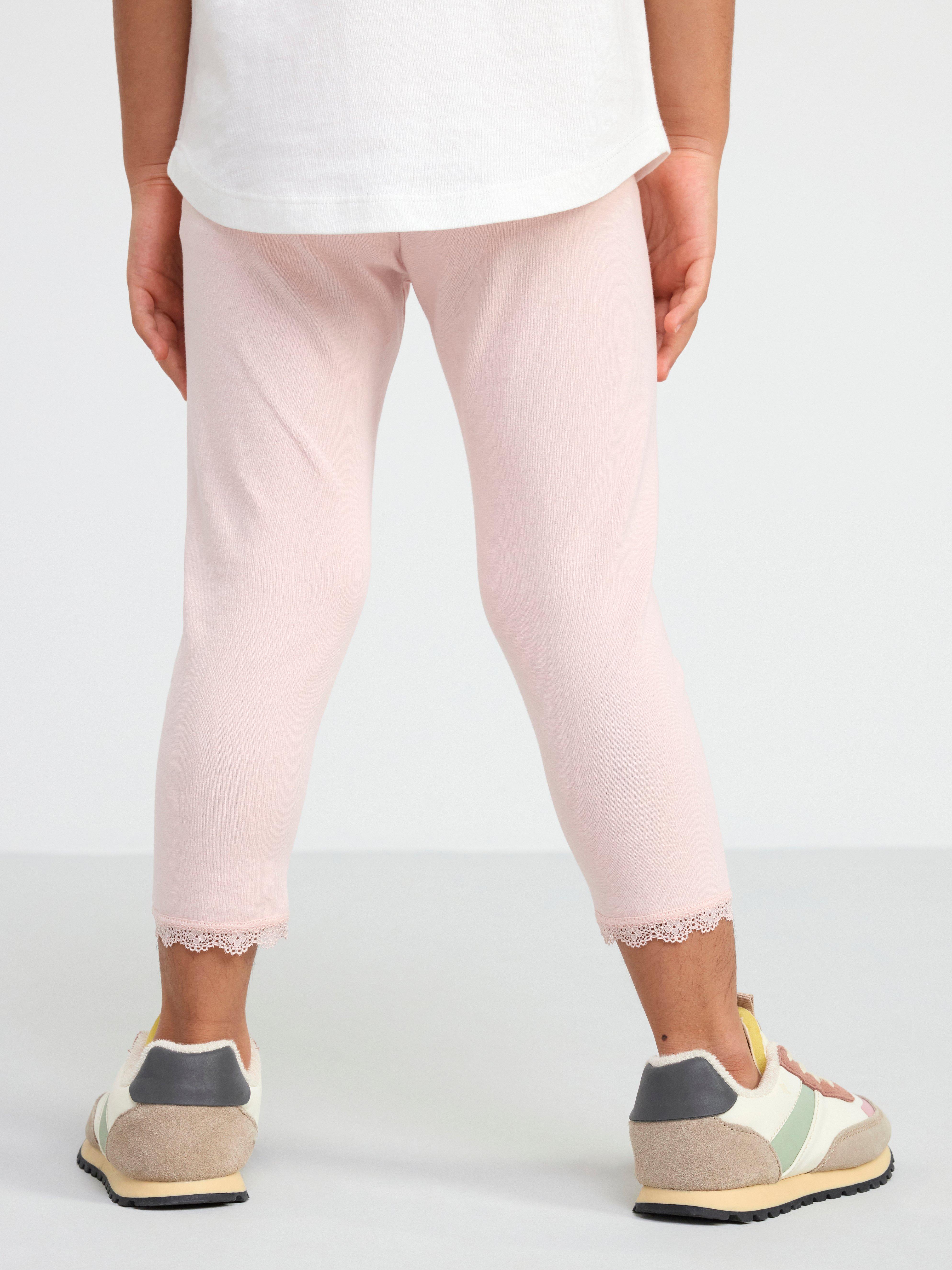 Capri leggings with lace trim Light Dusty Pink
