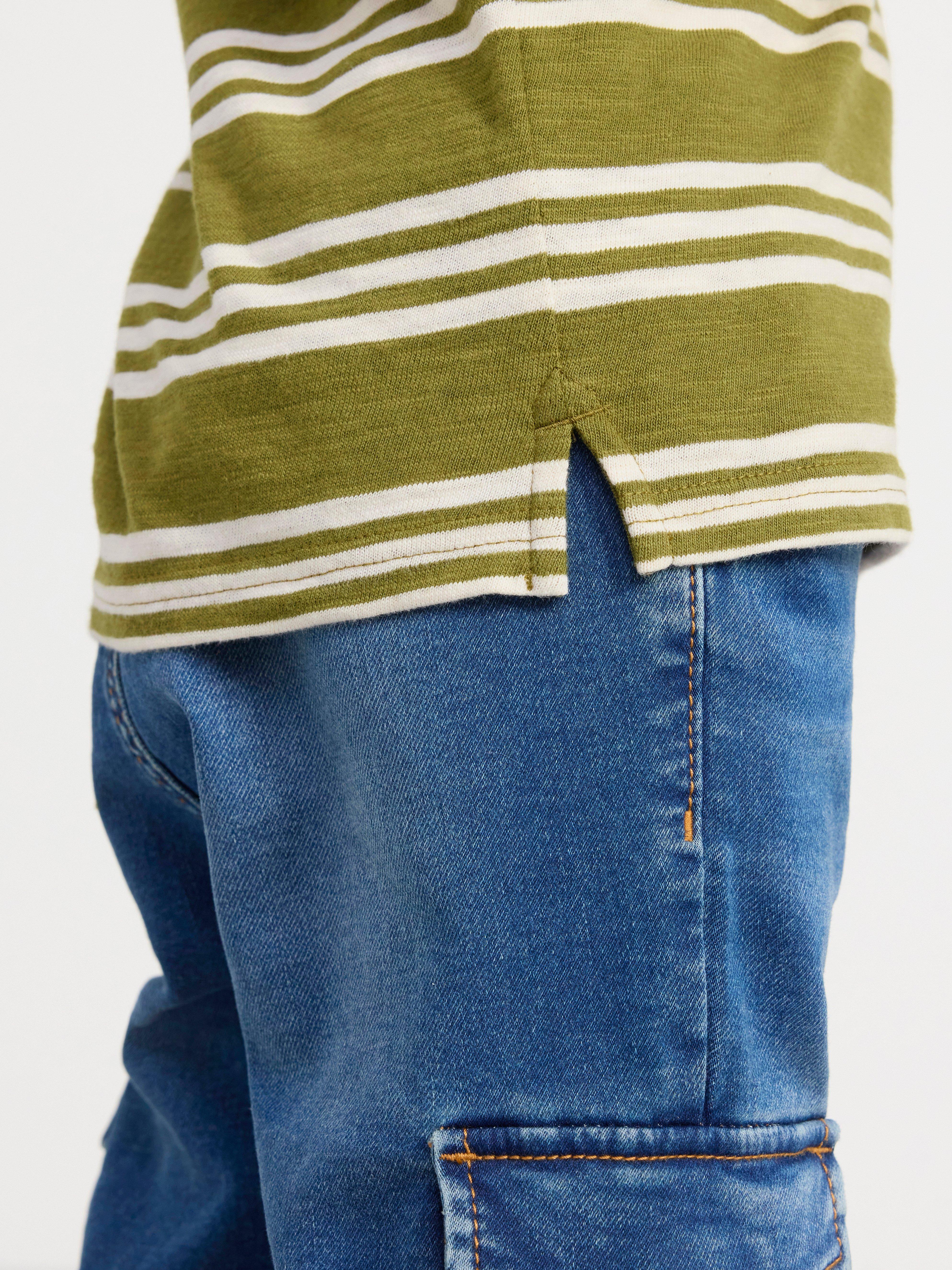 Long sleeve top with stripes Dark Green