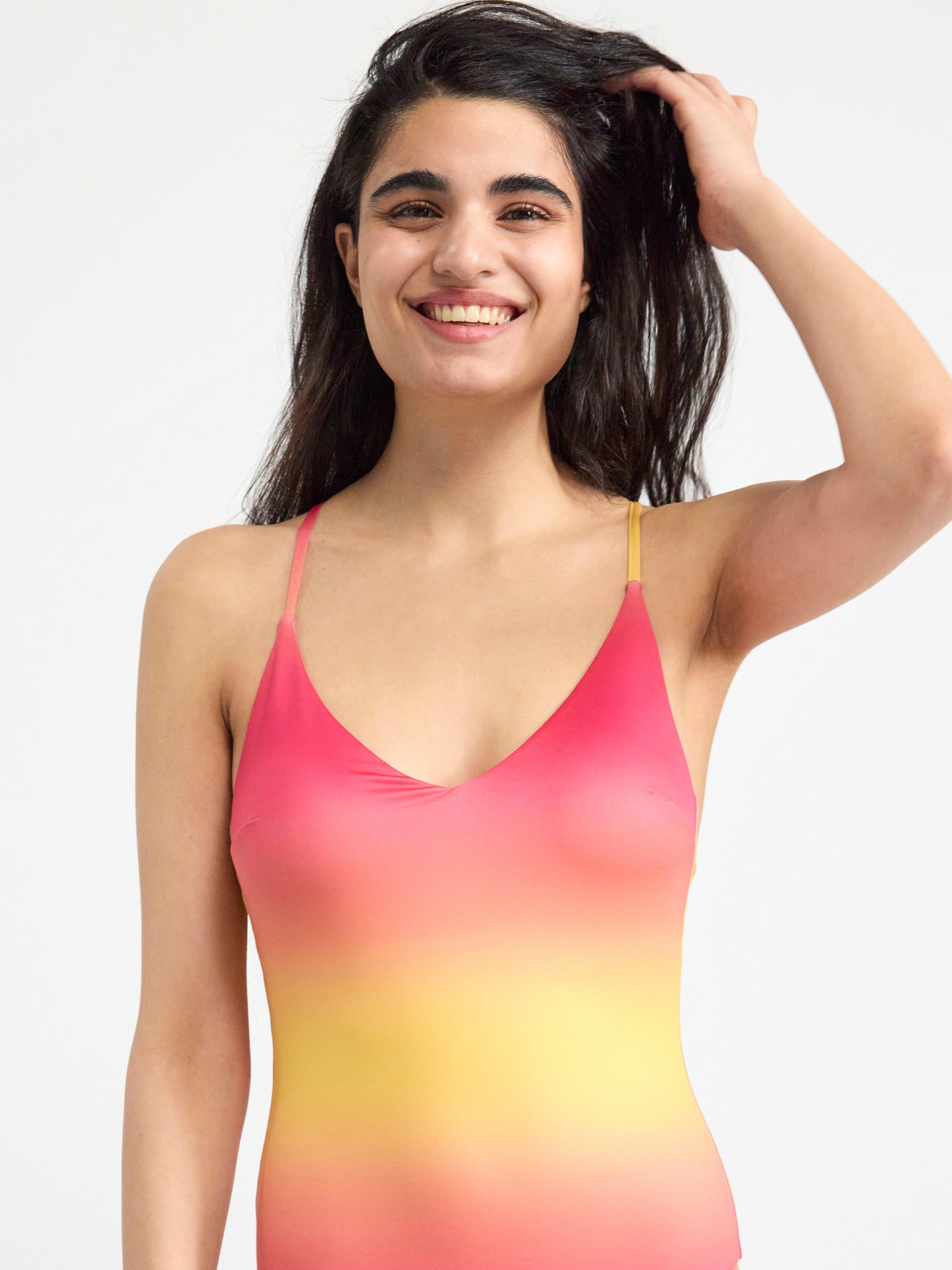 Swimsuit with colour gradient Dark Pink