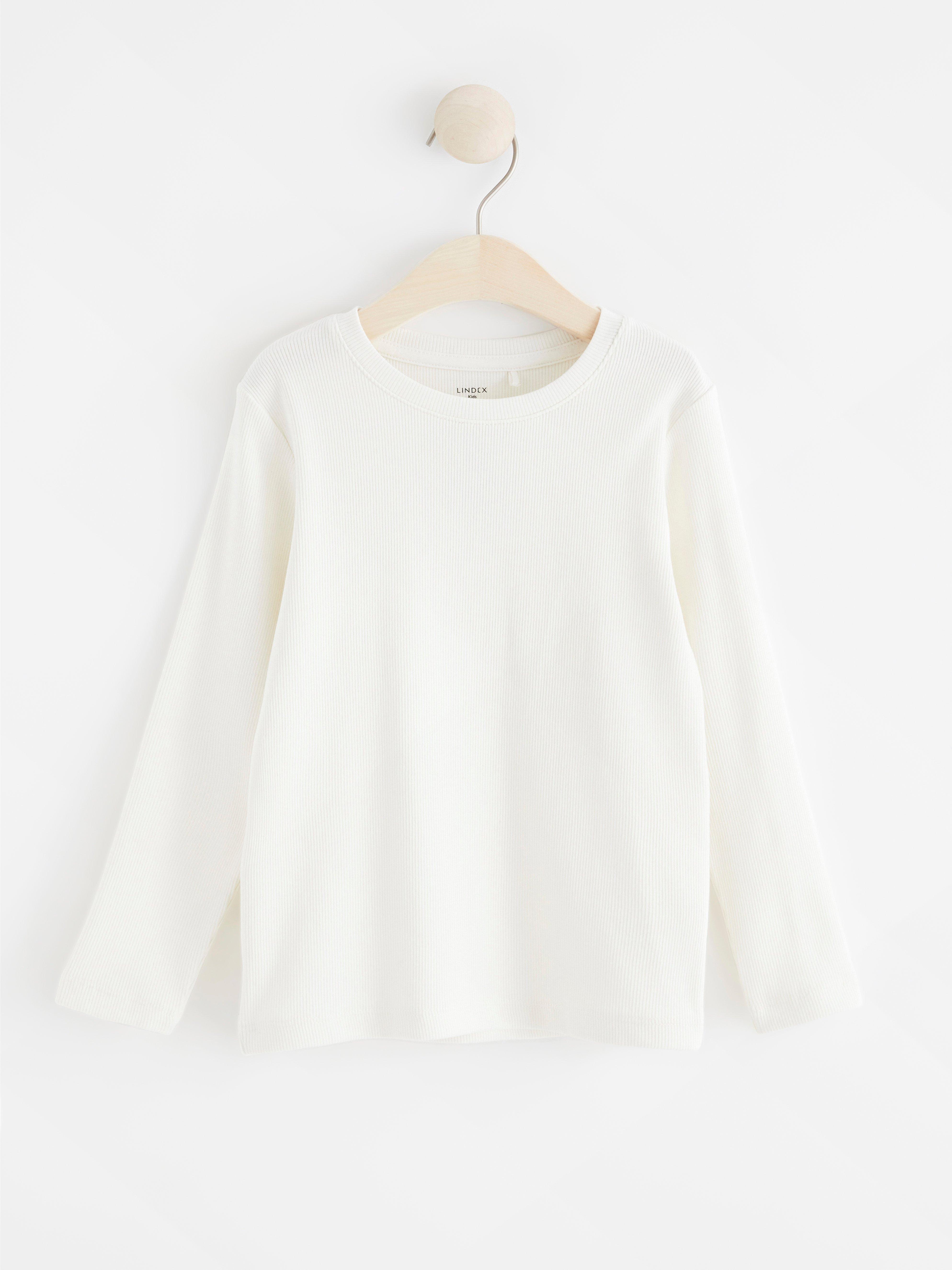 Ribbed long sleeve top Light Dusty White