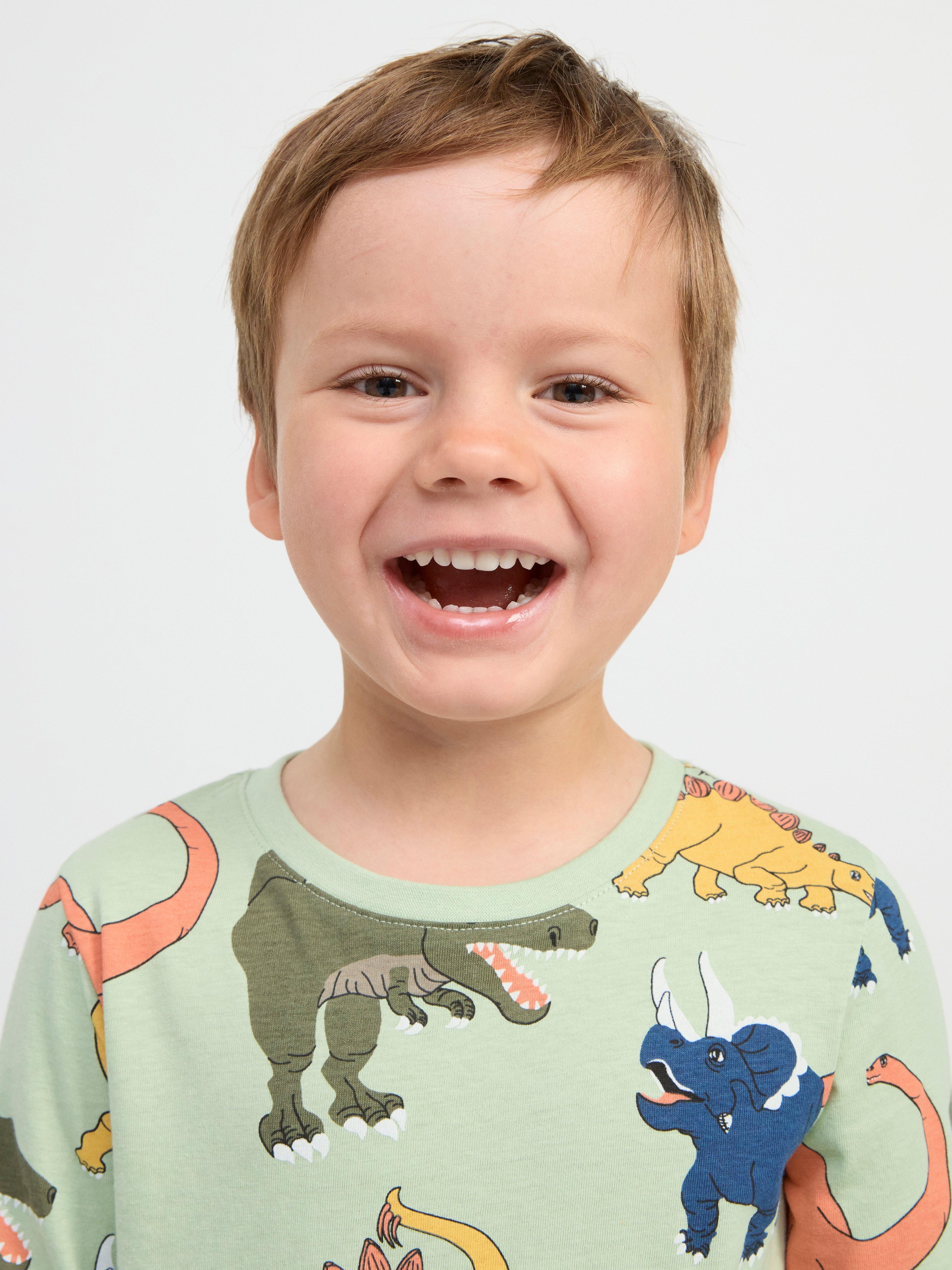 Pyjama set with dinosaurs Light Dusty Green