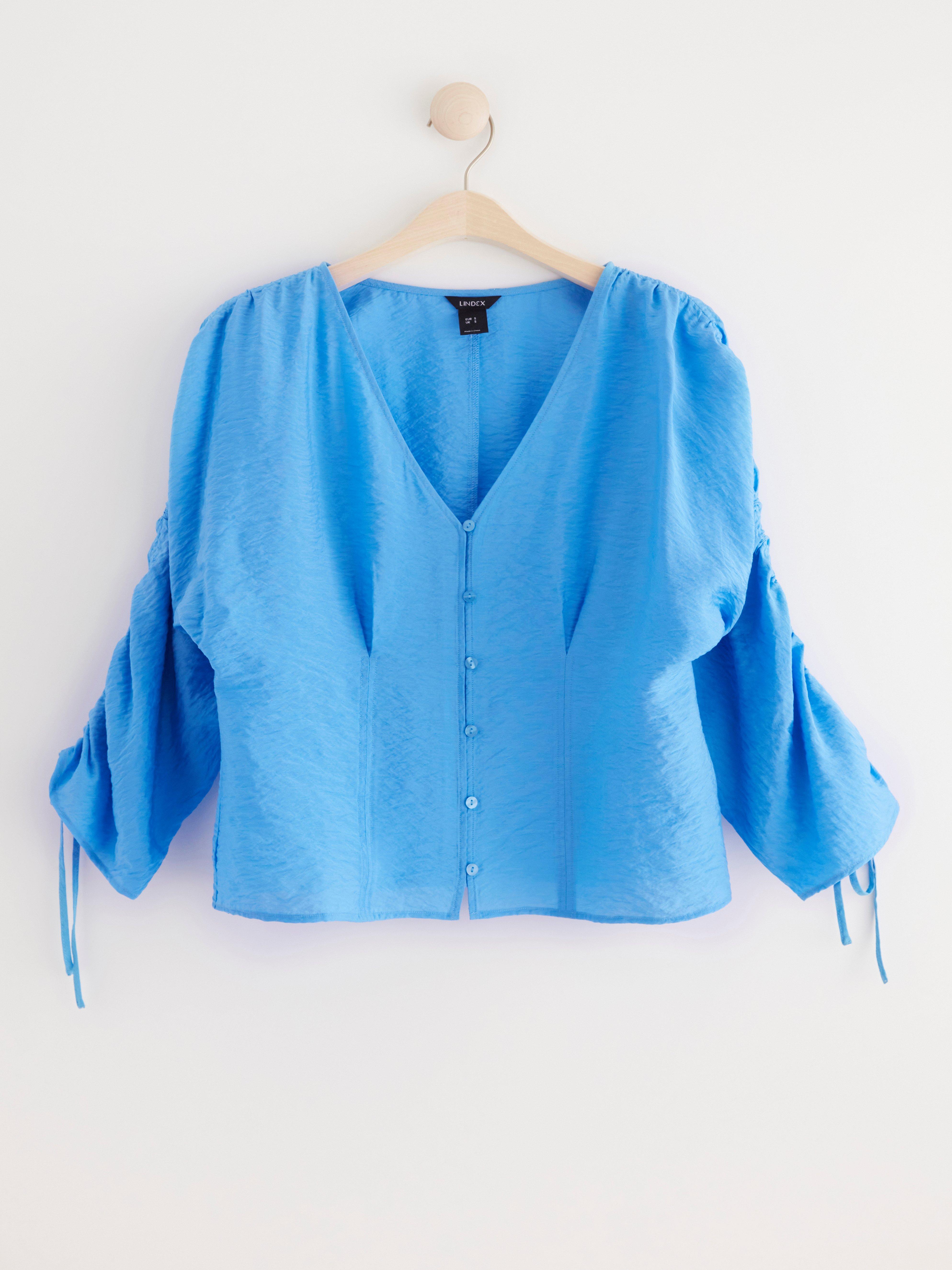 Blouse with drawstrings Light dusty Blue