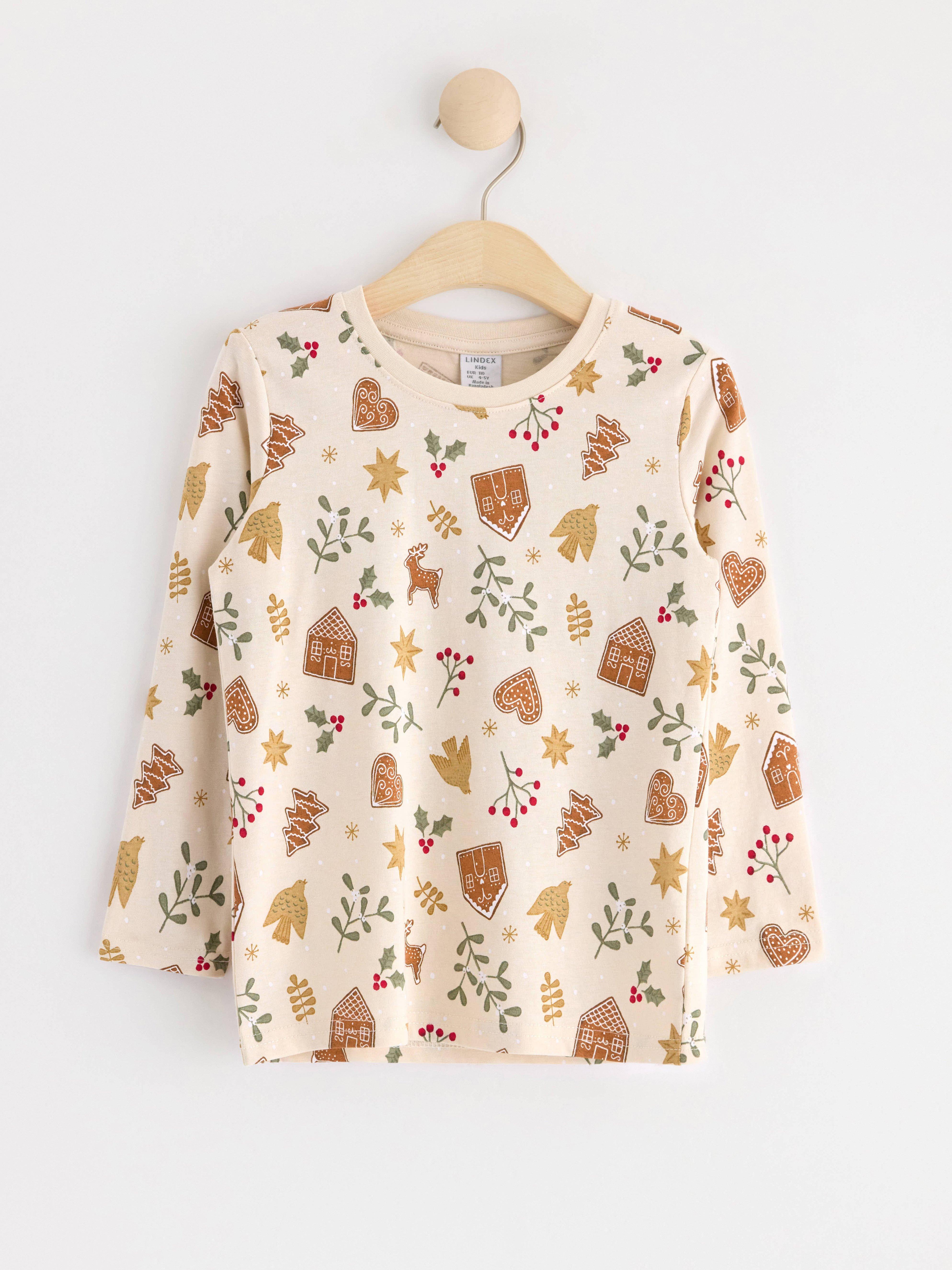 Long sleeve top with gingerbread Light Beige