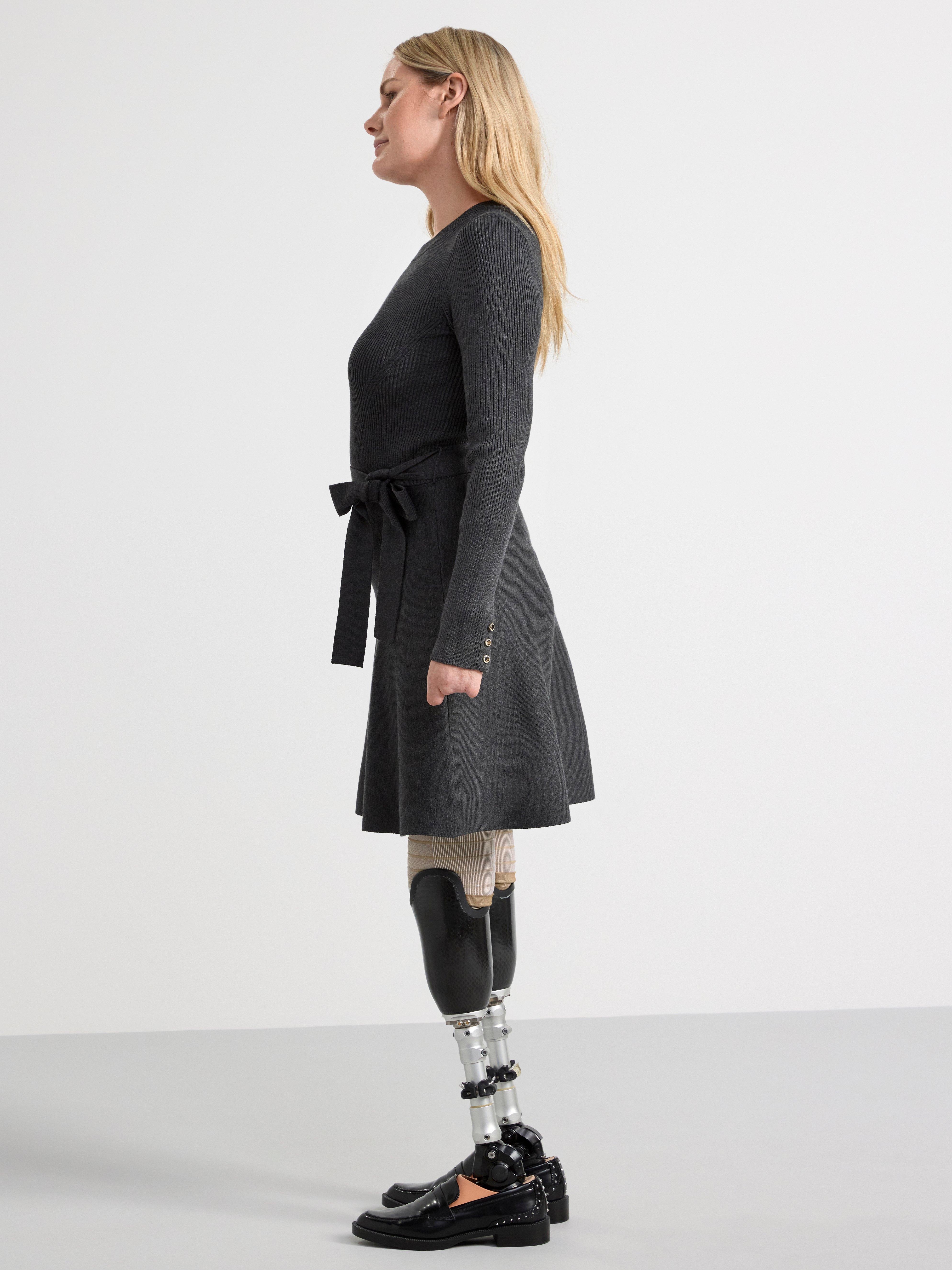 Knitted long sleeve dress Dark Grey Melange