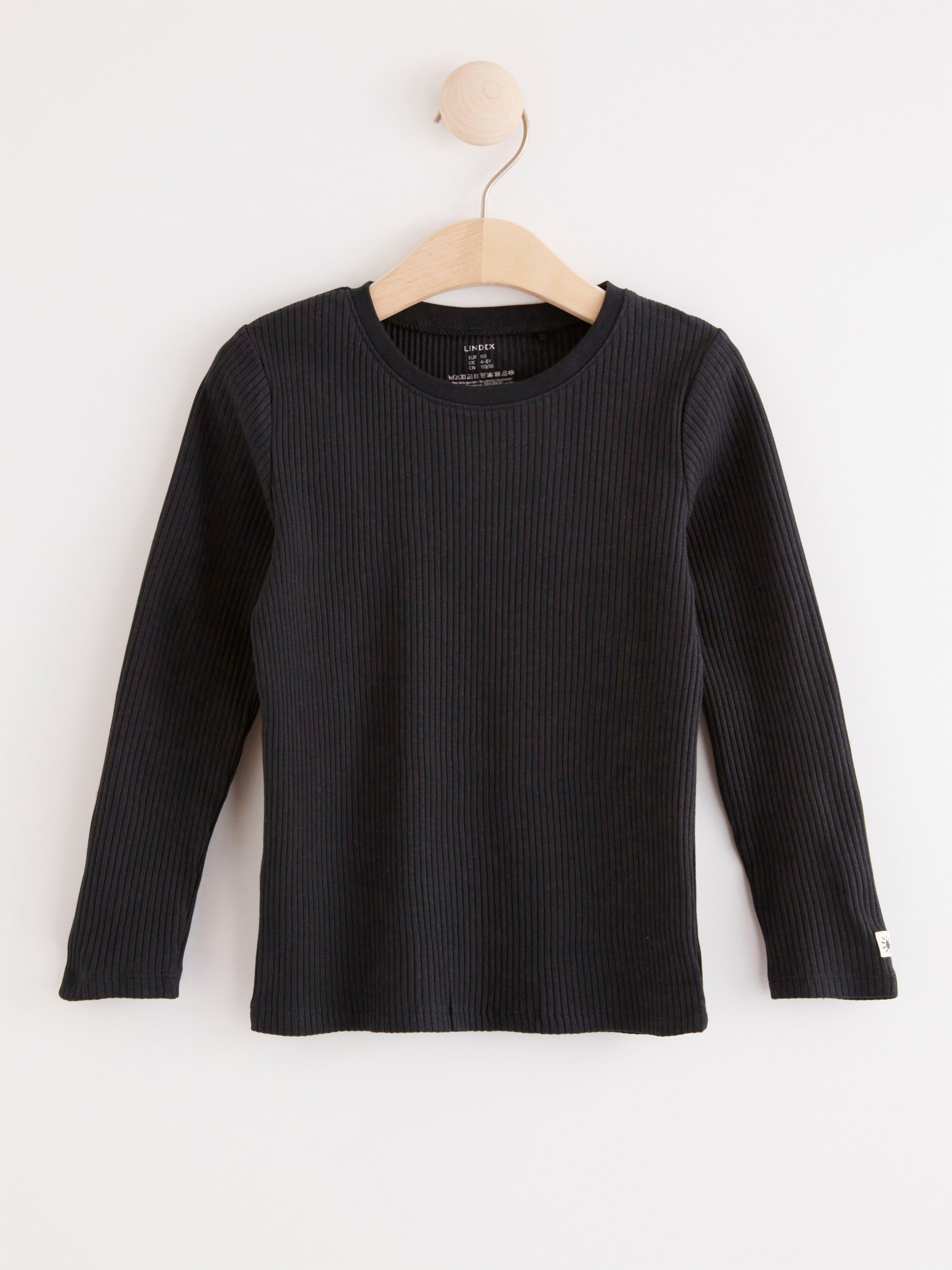 Ribbed long sleeve top Off black