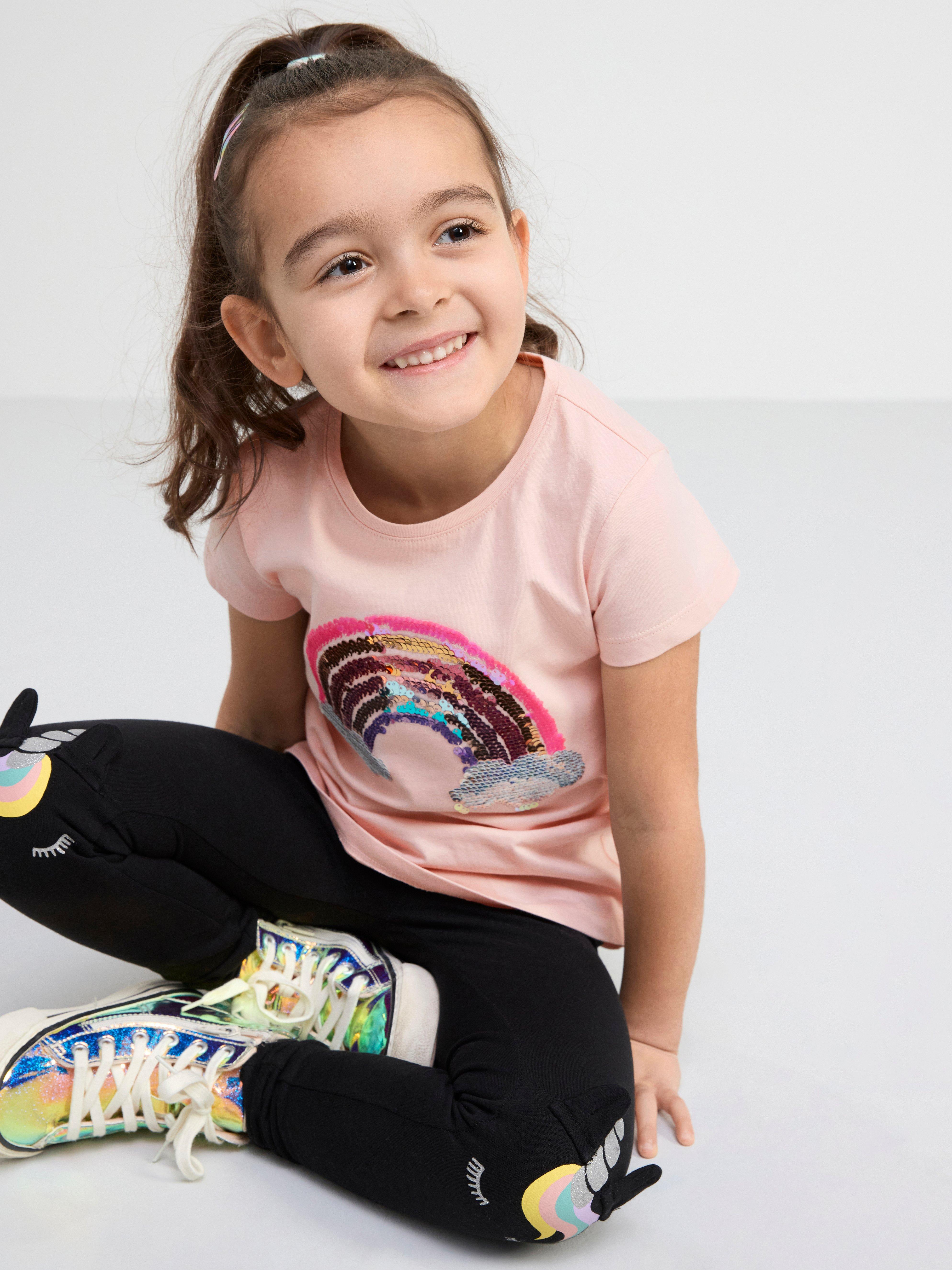 Short sleeve top with reversible sequins Light Dusty Pink