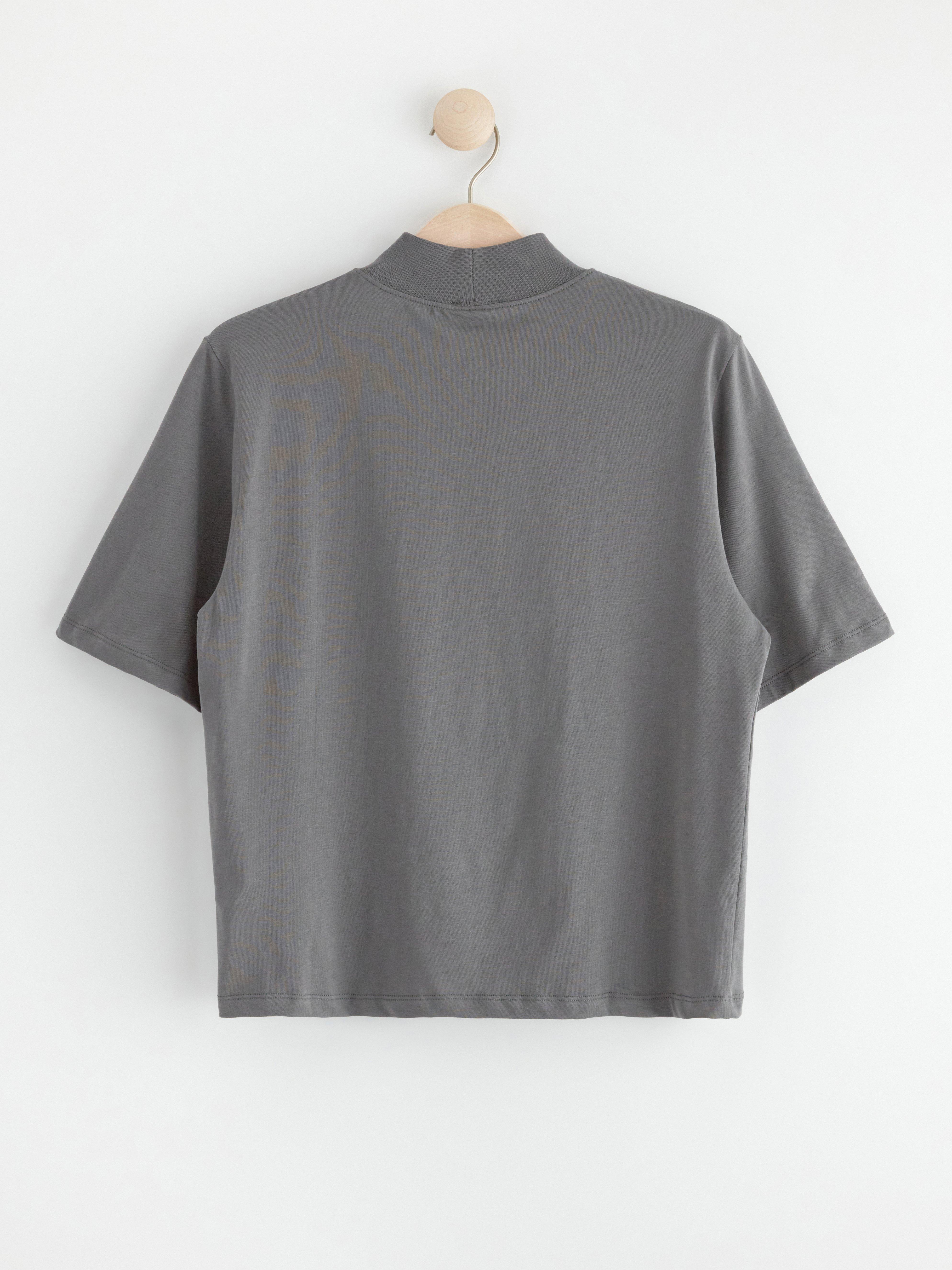 Short sleeve top with mock neck Dark Grey