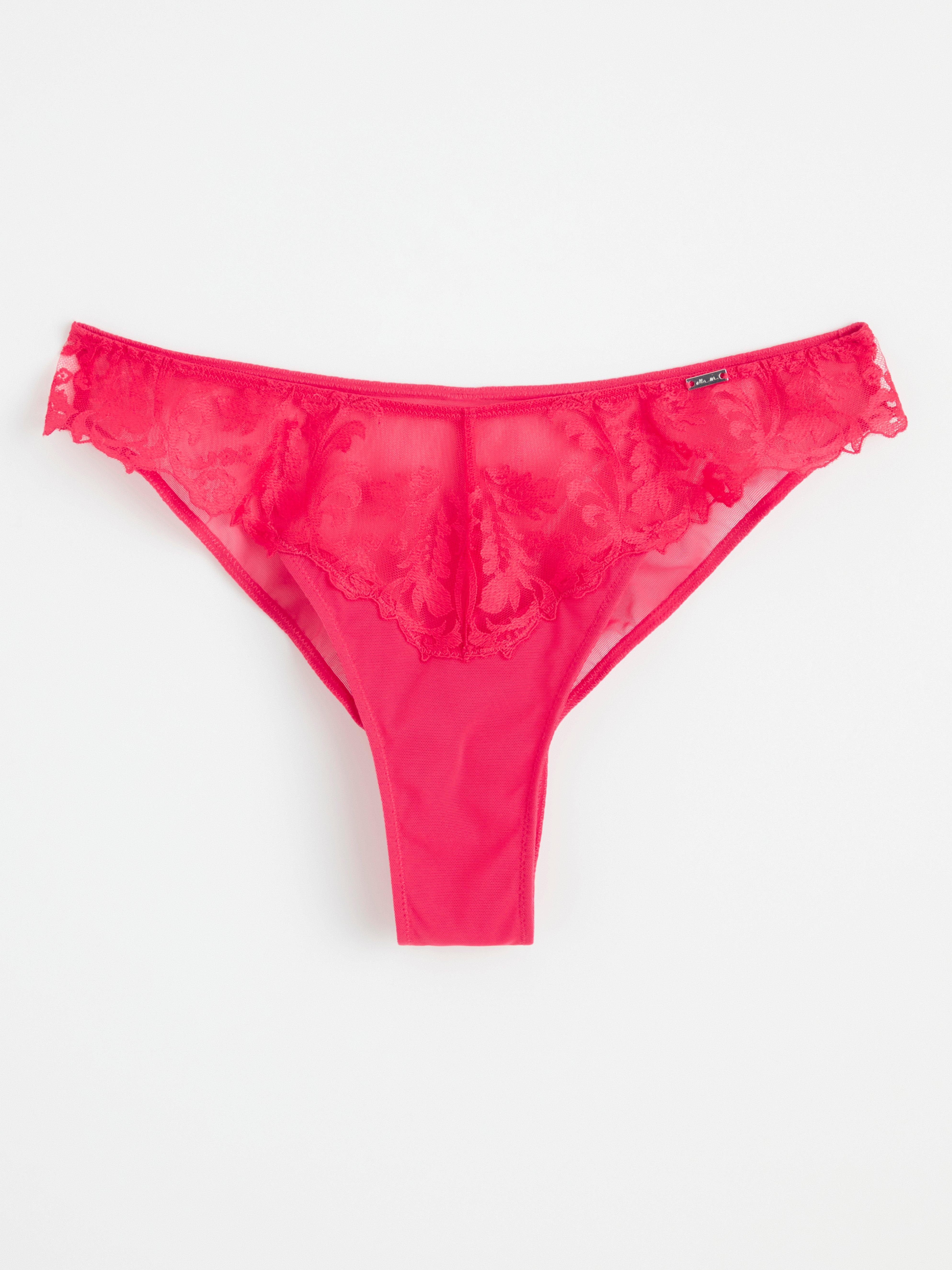 Brazilian briefs regular waist with lace Red