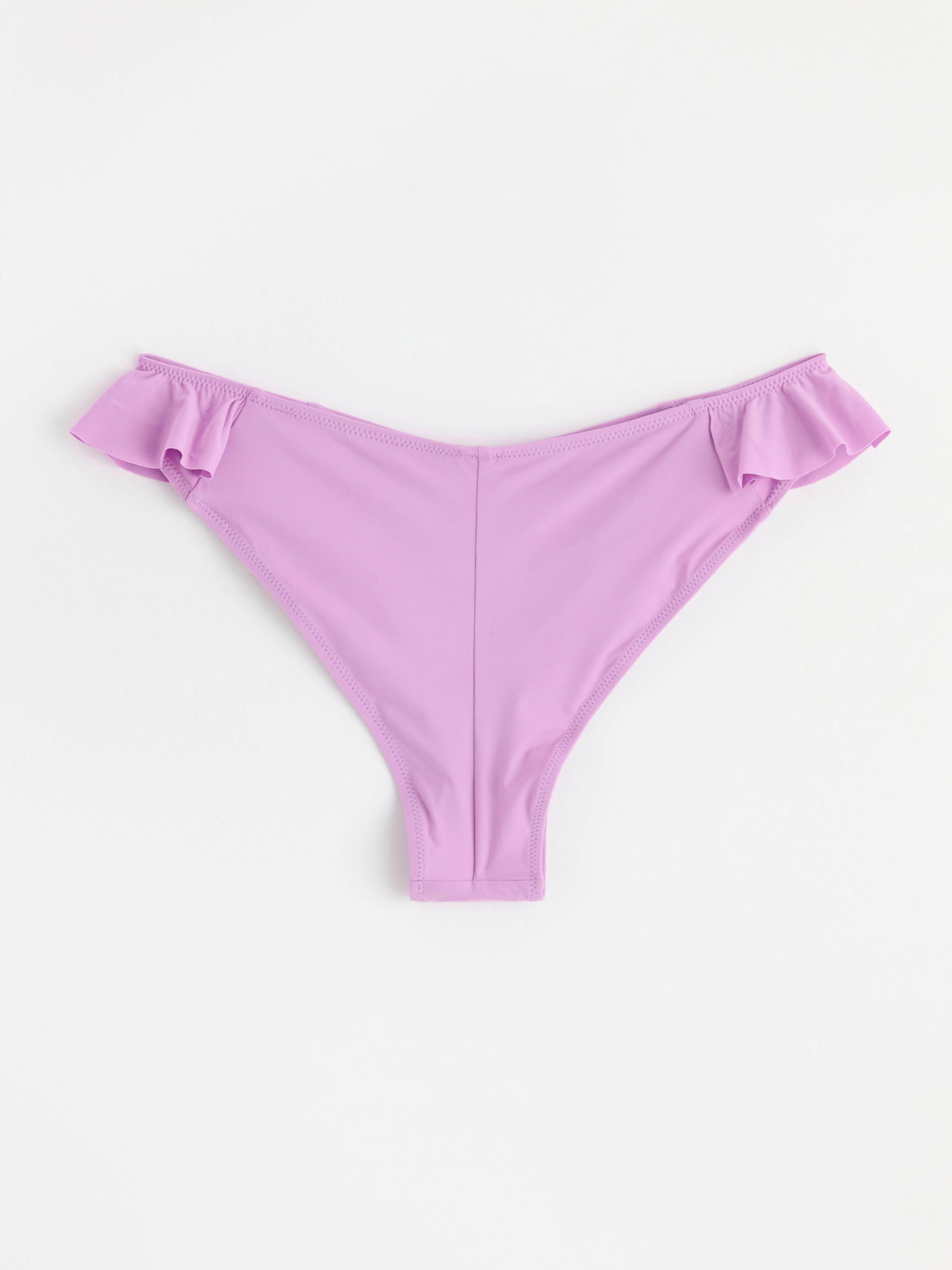 Brazilian bikini bottom with flounces Light Lilac
