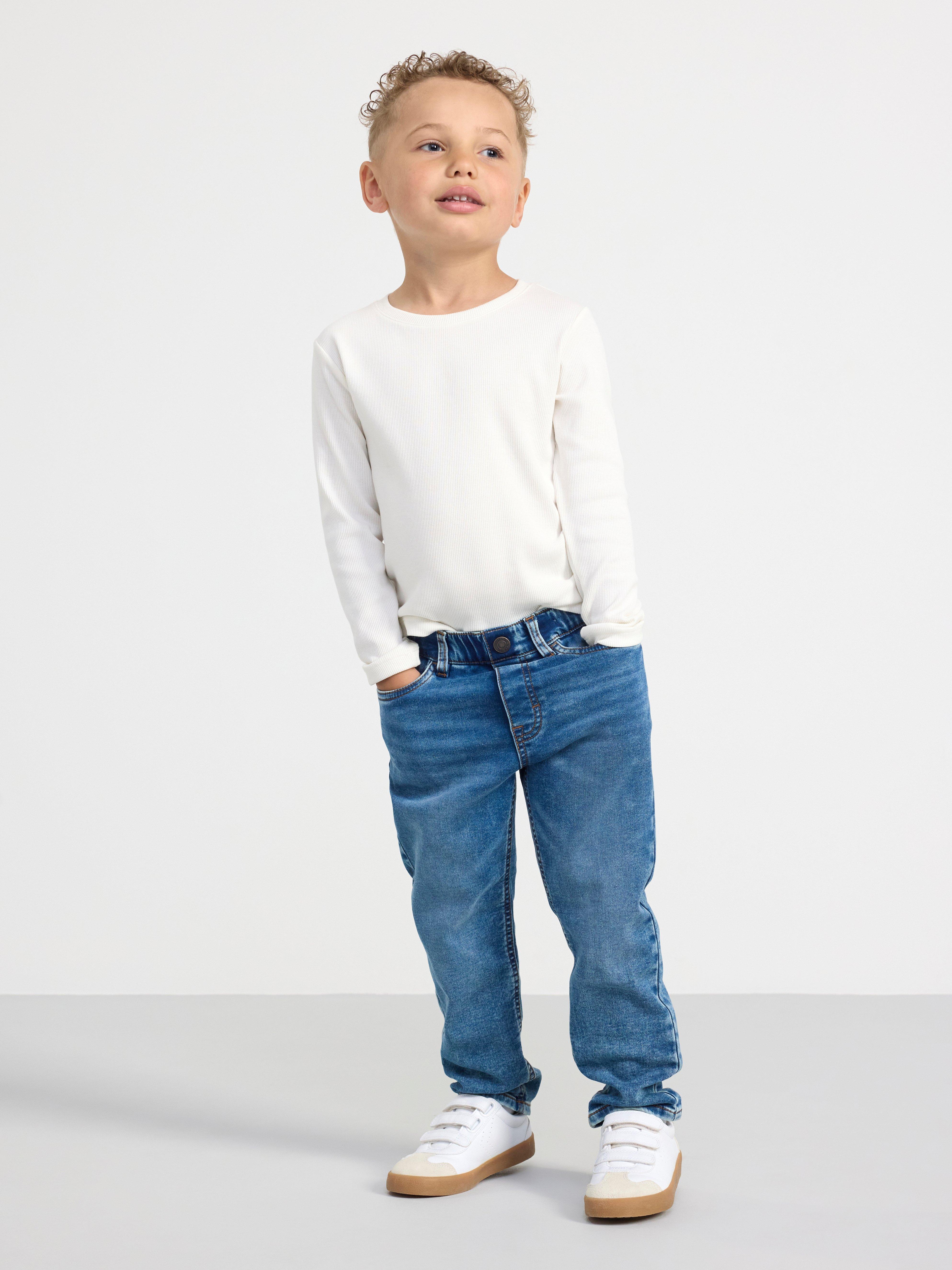 Tapered regular waist pull-up jeans Denim
