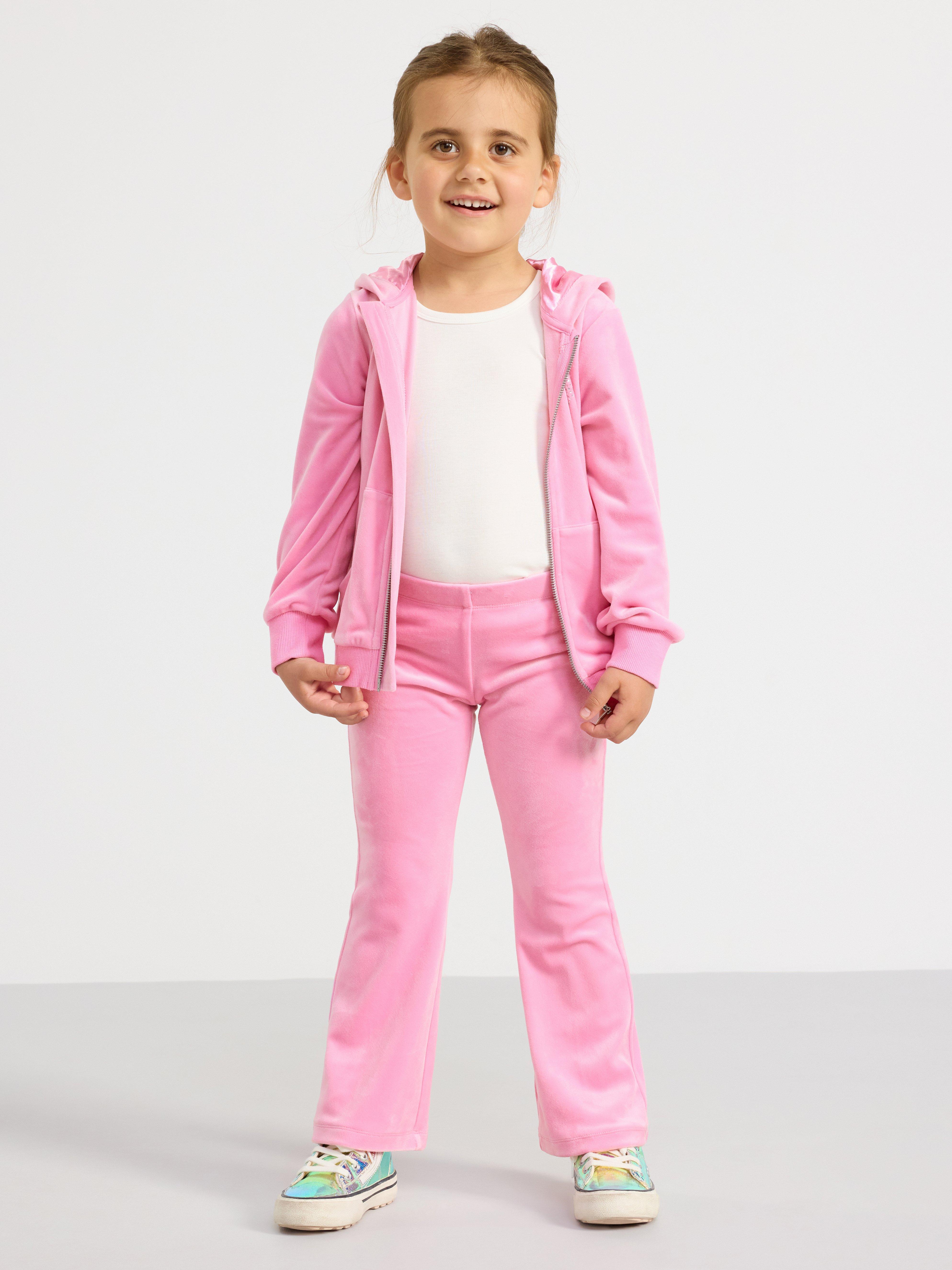 Flared velour trousers Pink