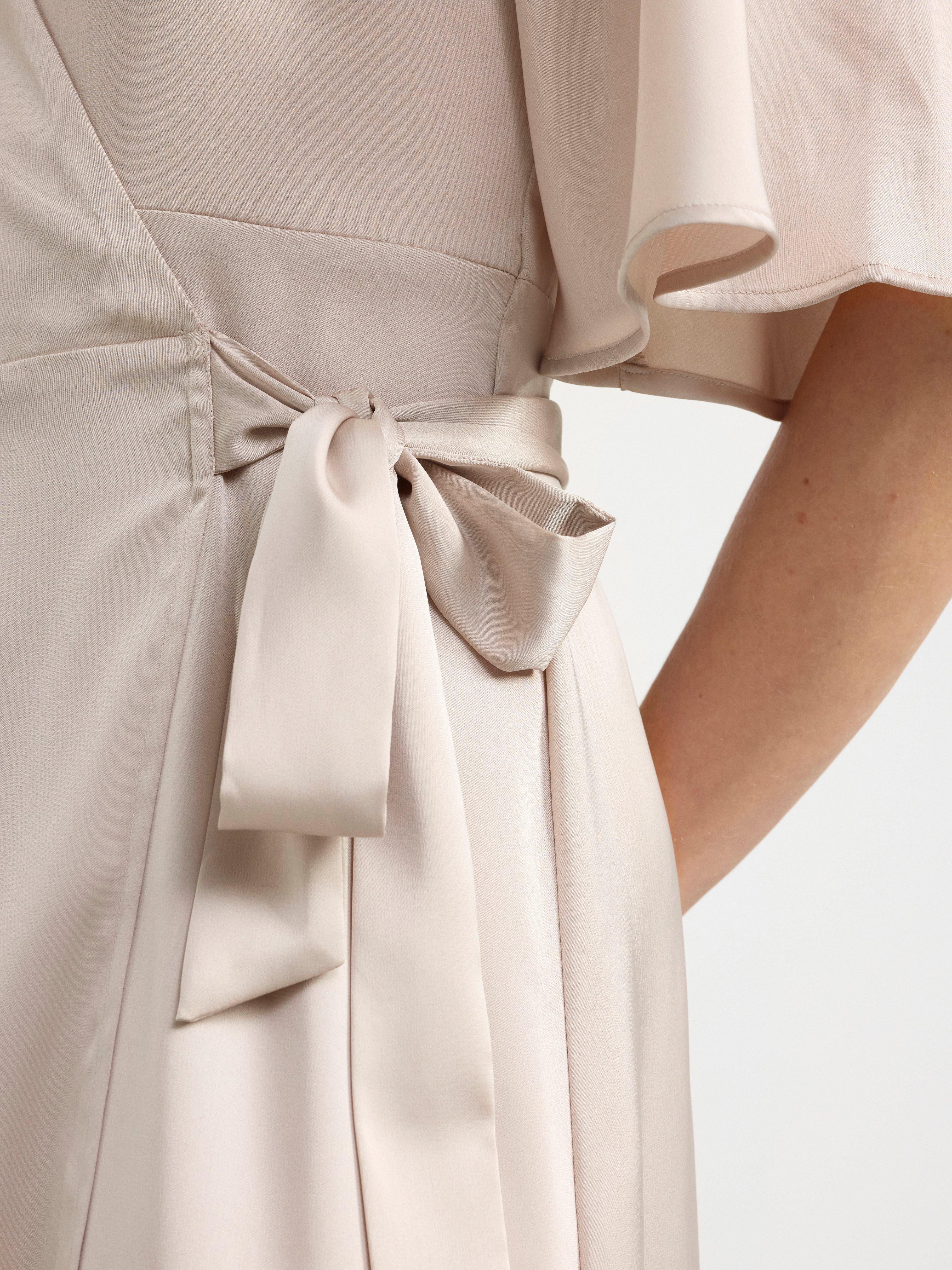 Satin wrap dress Light Dusty Grey