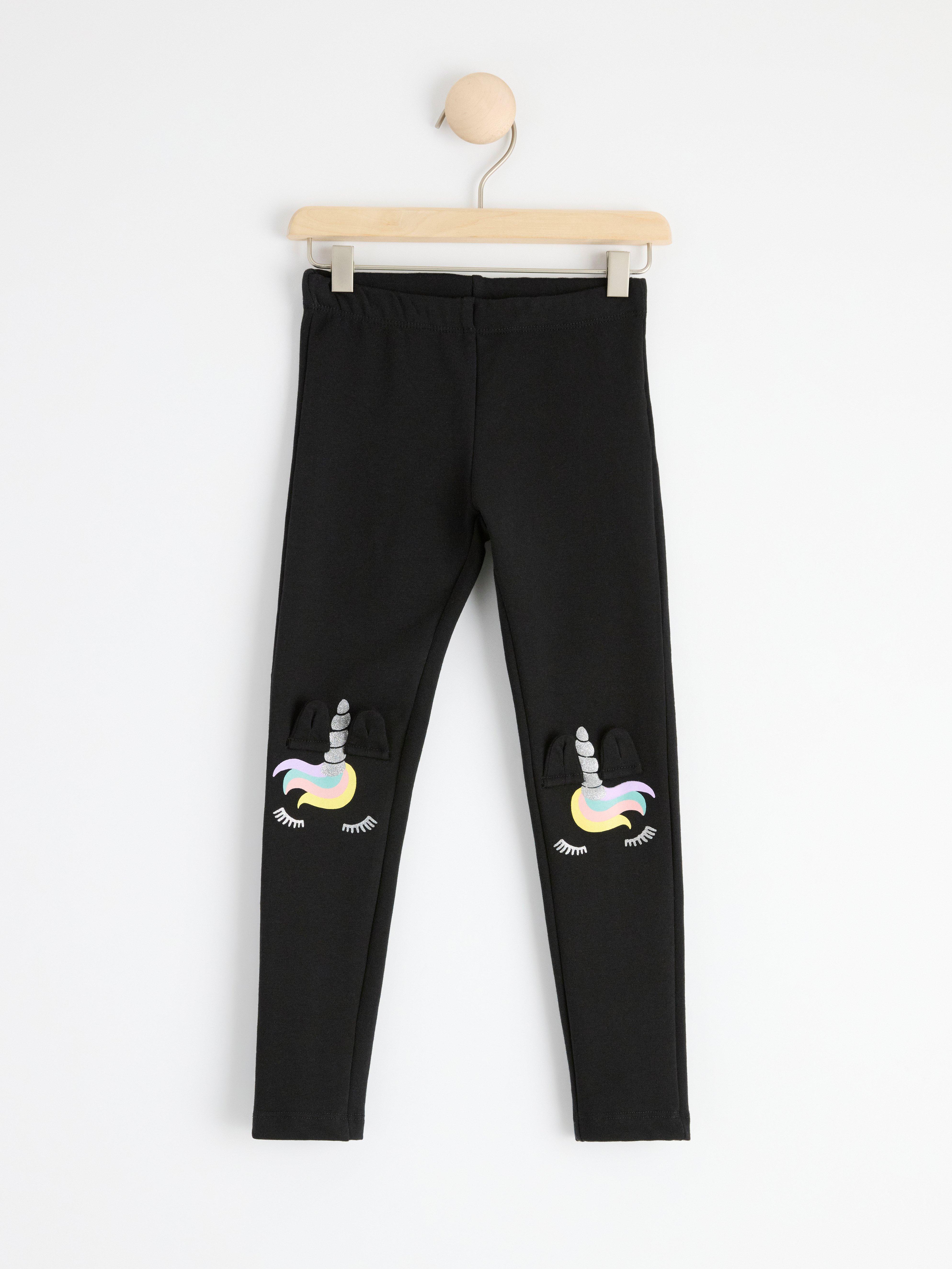Leggings with knee appliqué Black
