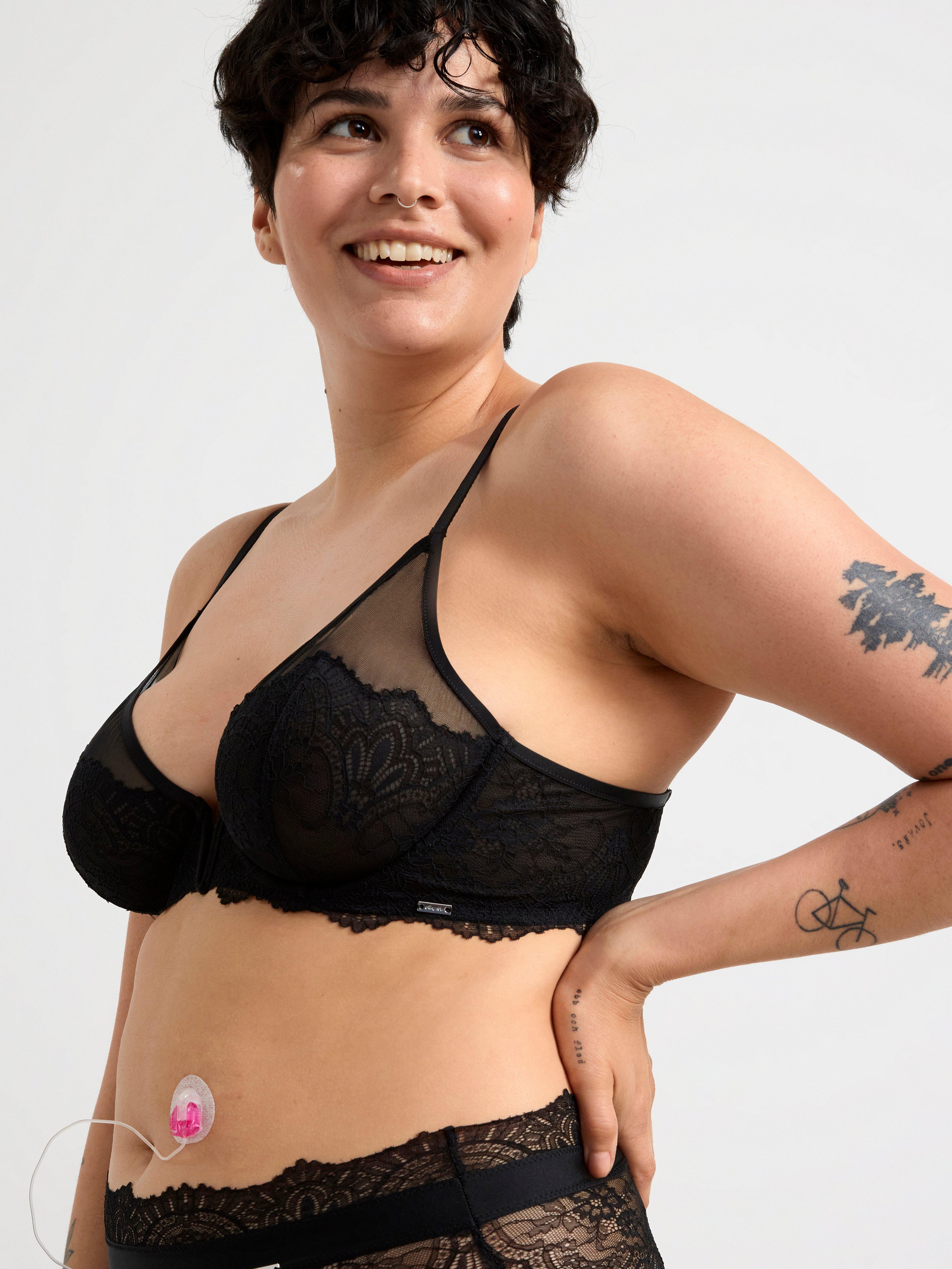 Unpadded bra with lace Black