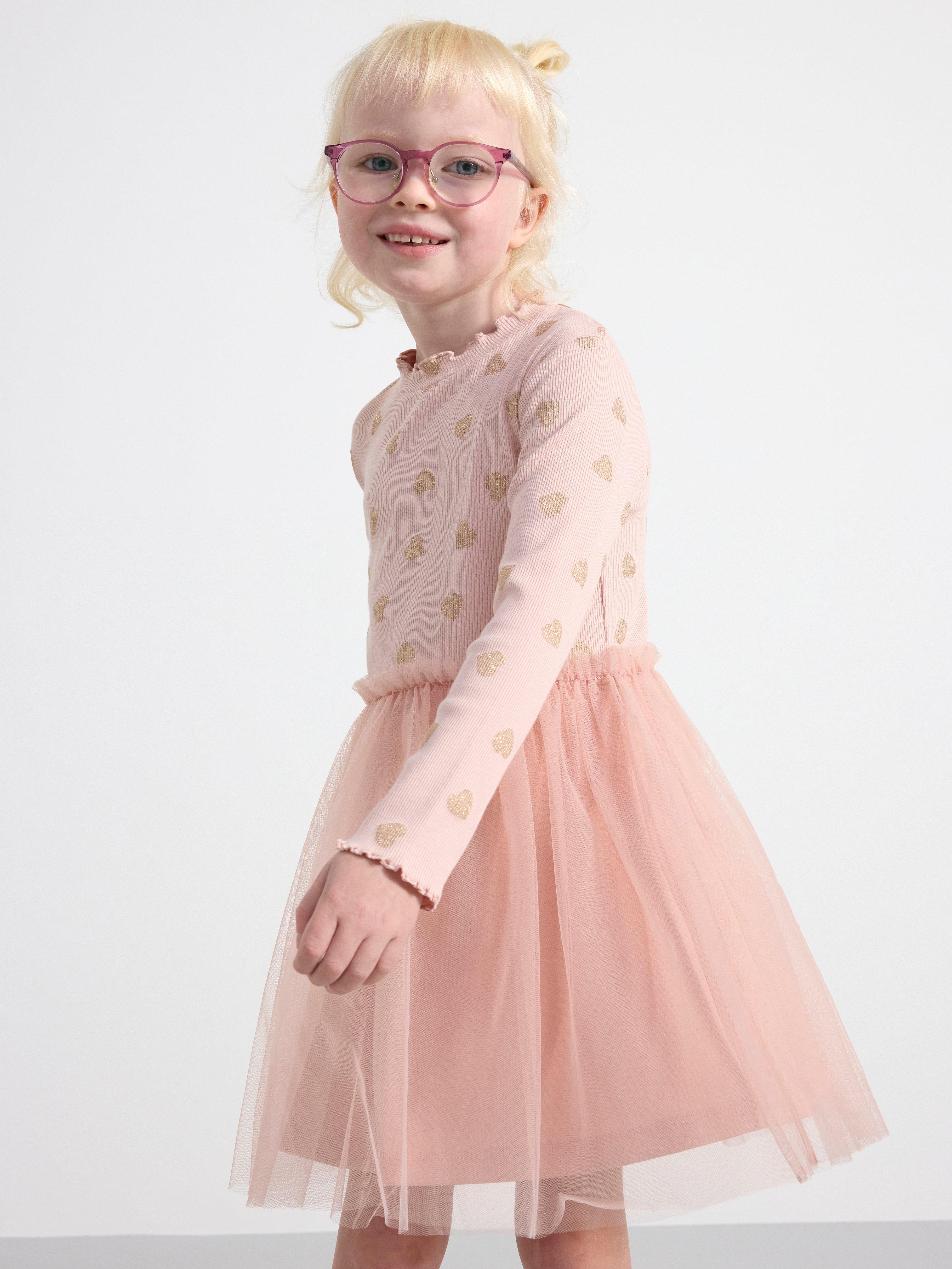 Long sleeve dress with tulle skirt Dusty Pink