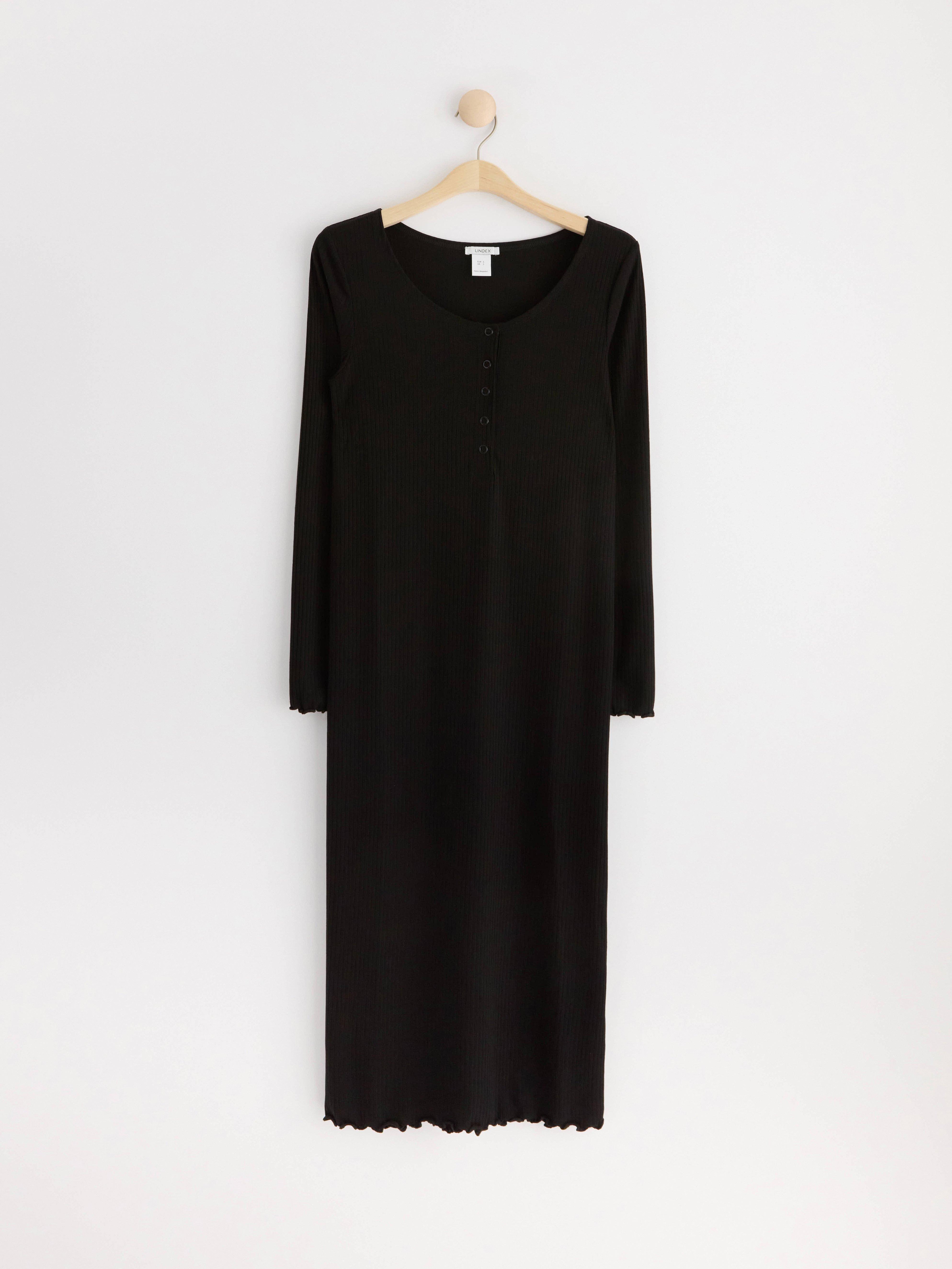 MOM Ribbed long sleeved jersey dress Black
