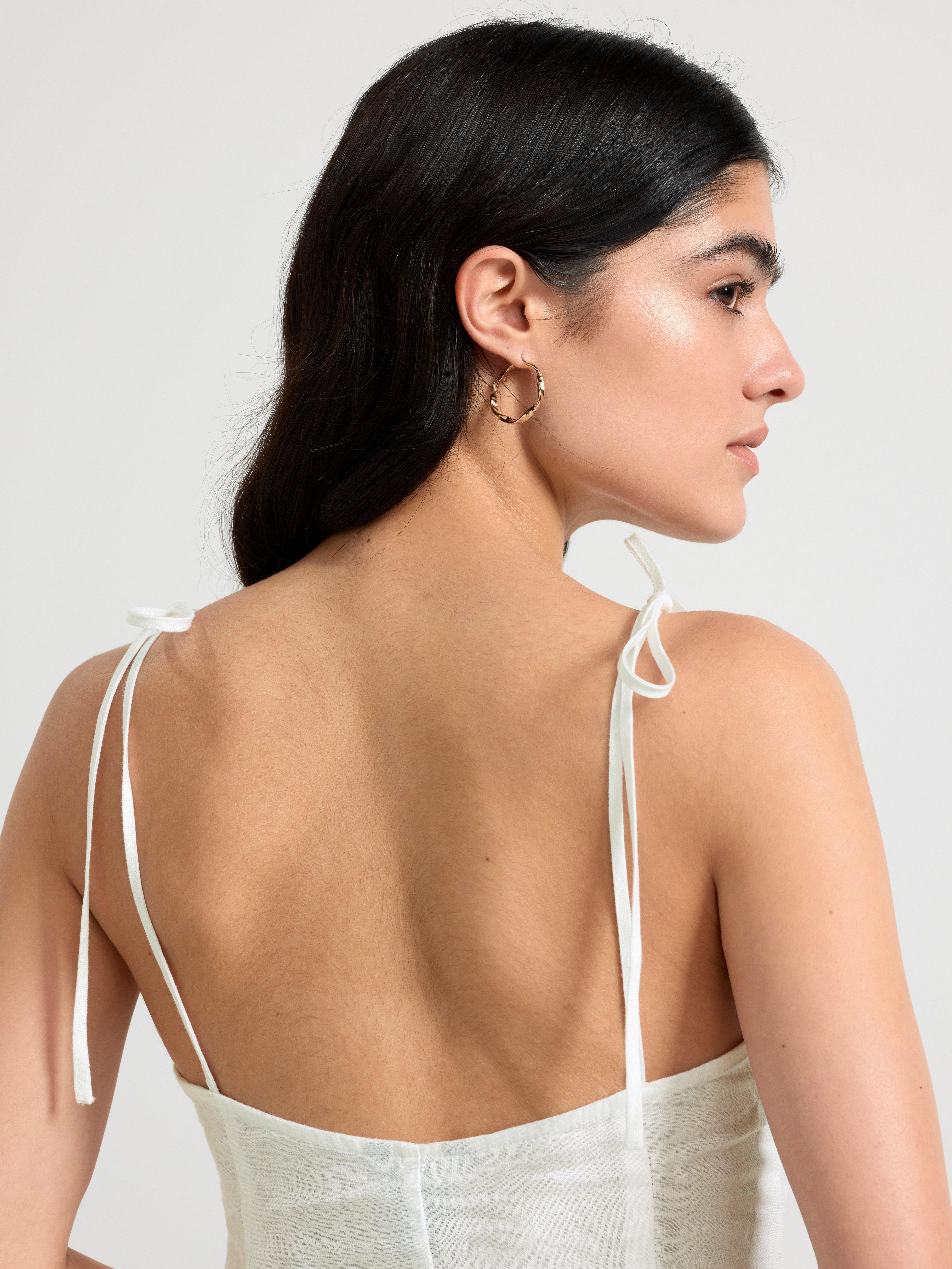 Sleeveless linen midi dress White