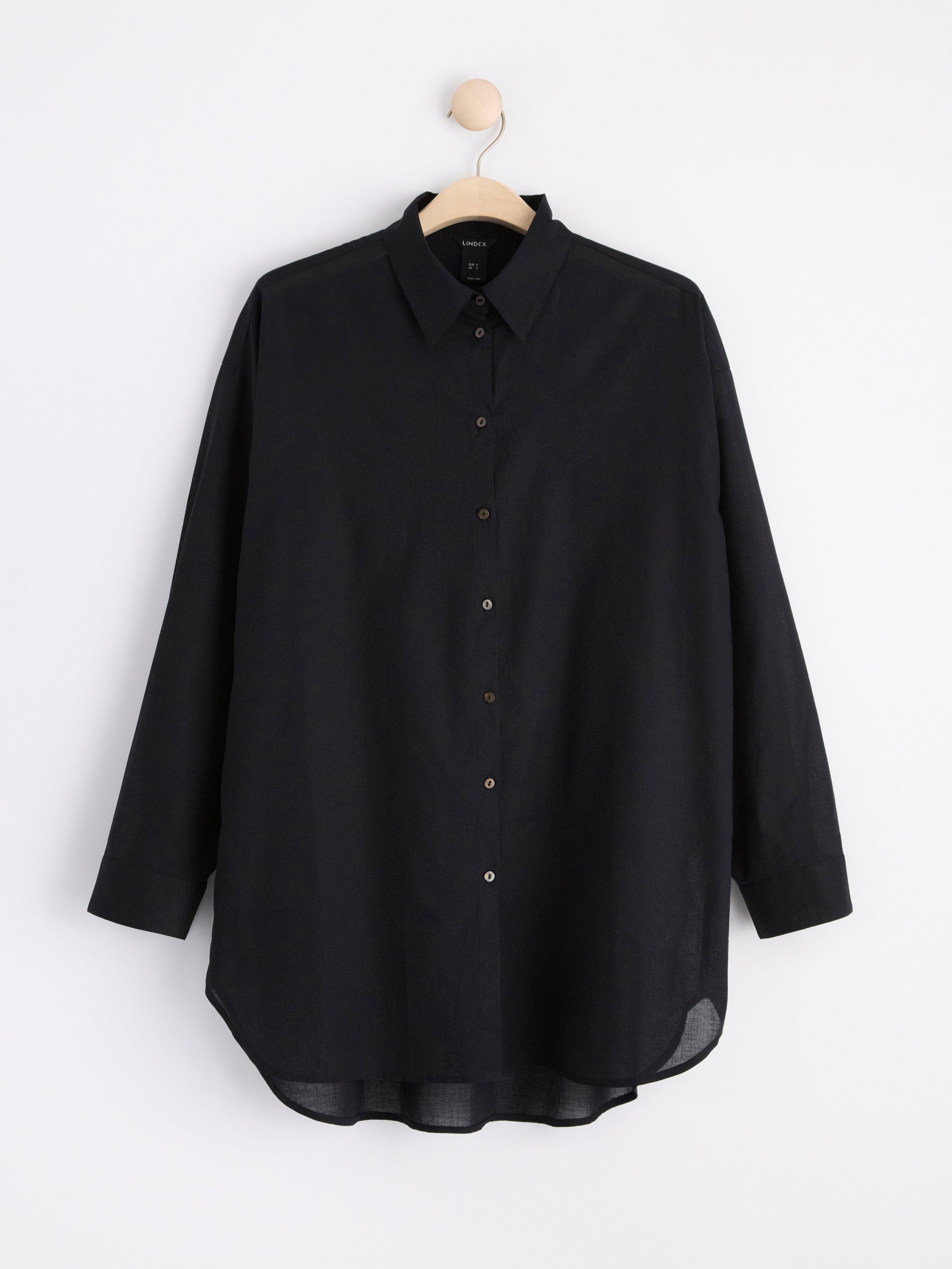 Long sleeve cotton shirt Black