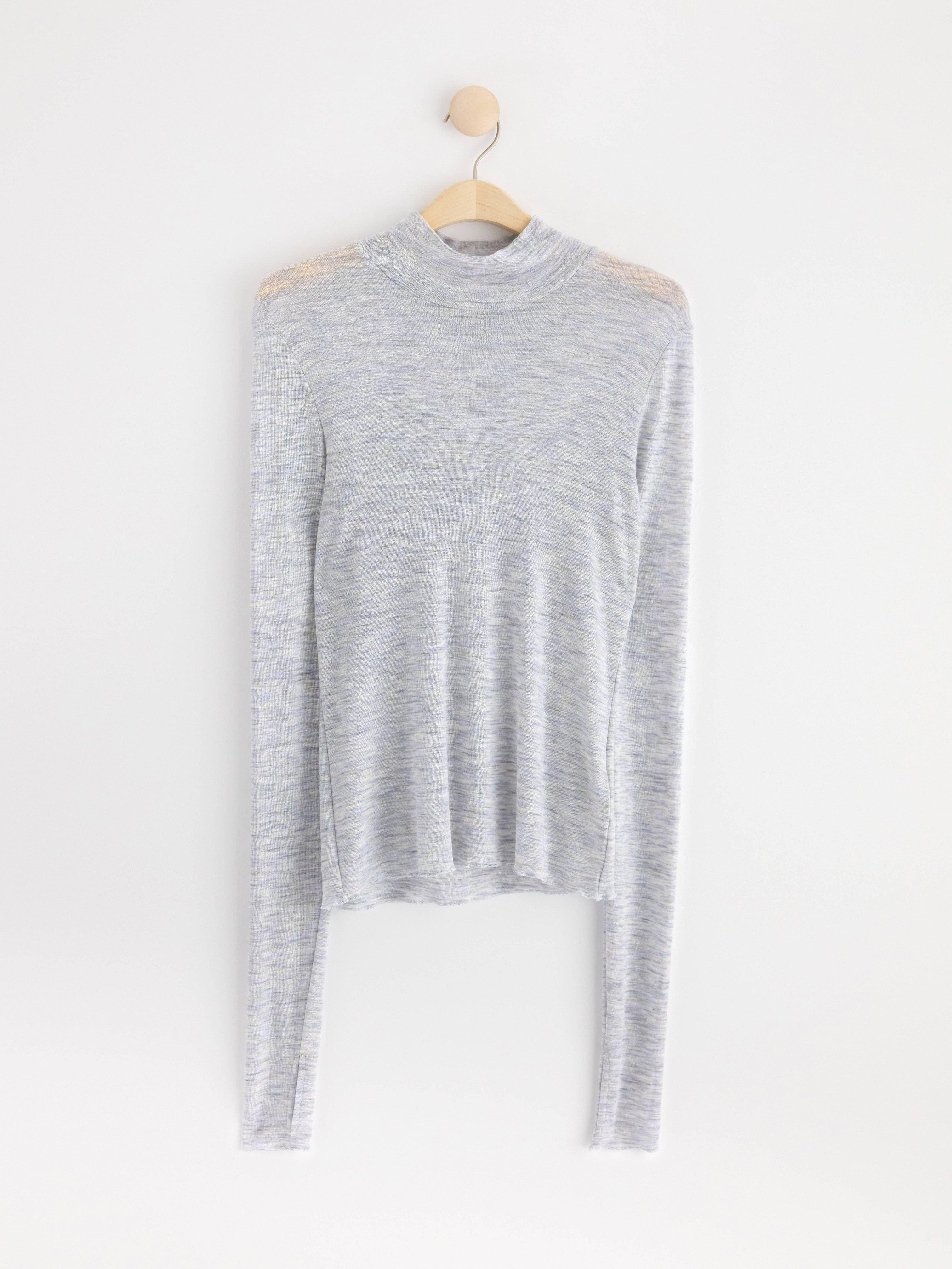 Long sleeve top in merino wool Light Grey Melange