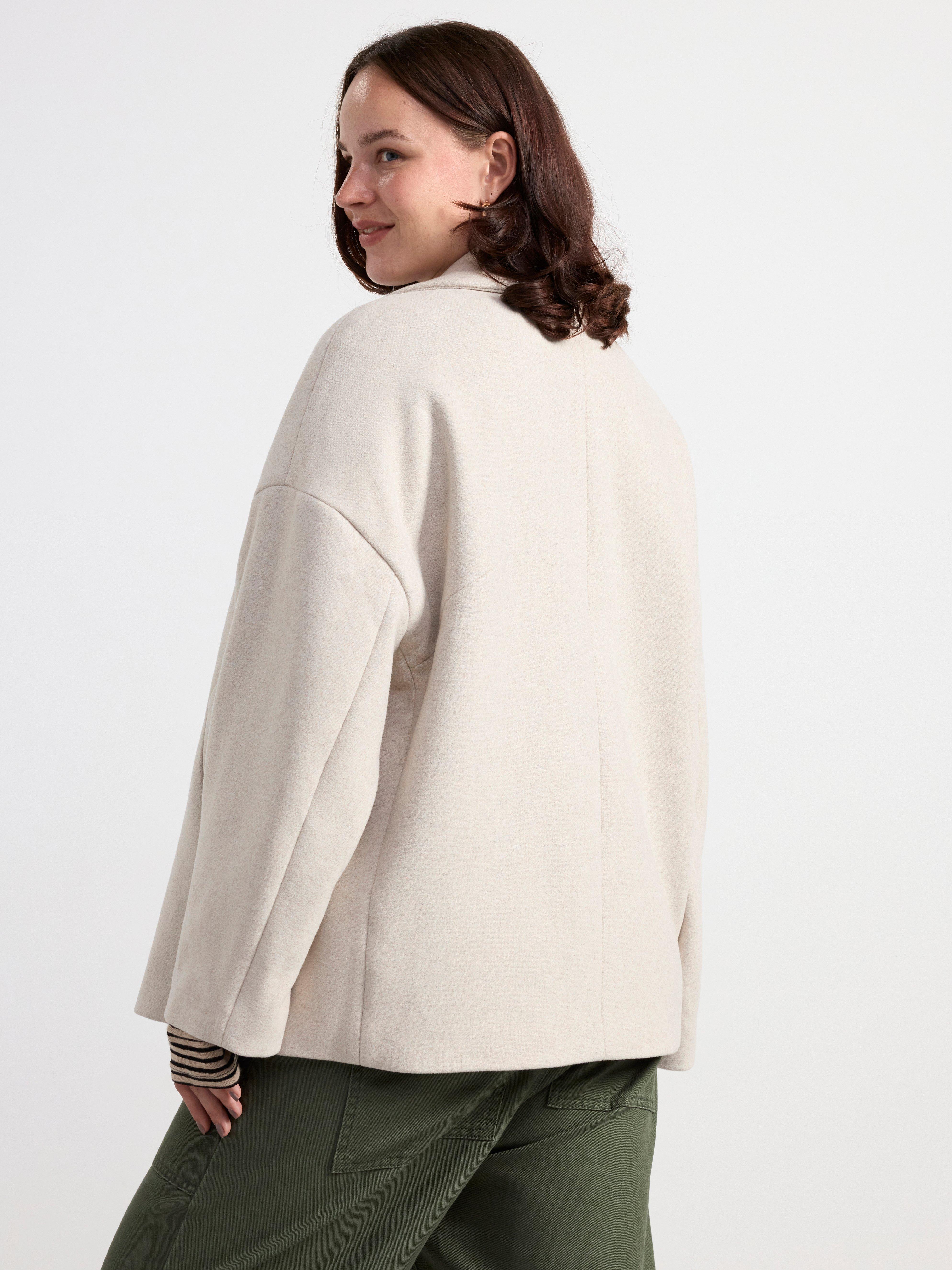 Jacket in wool blend with double button closure Light Beige Melange