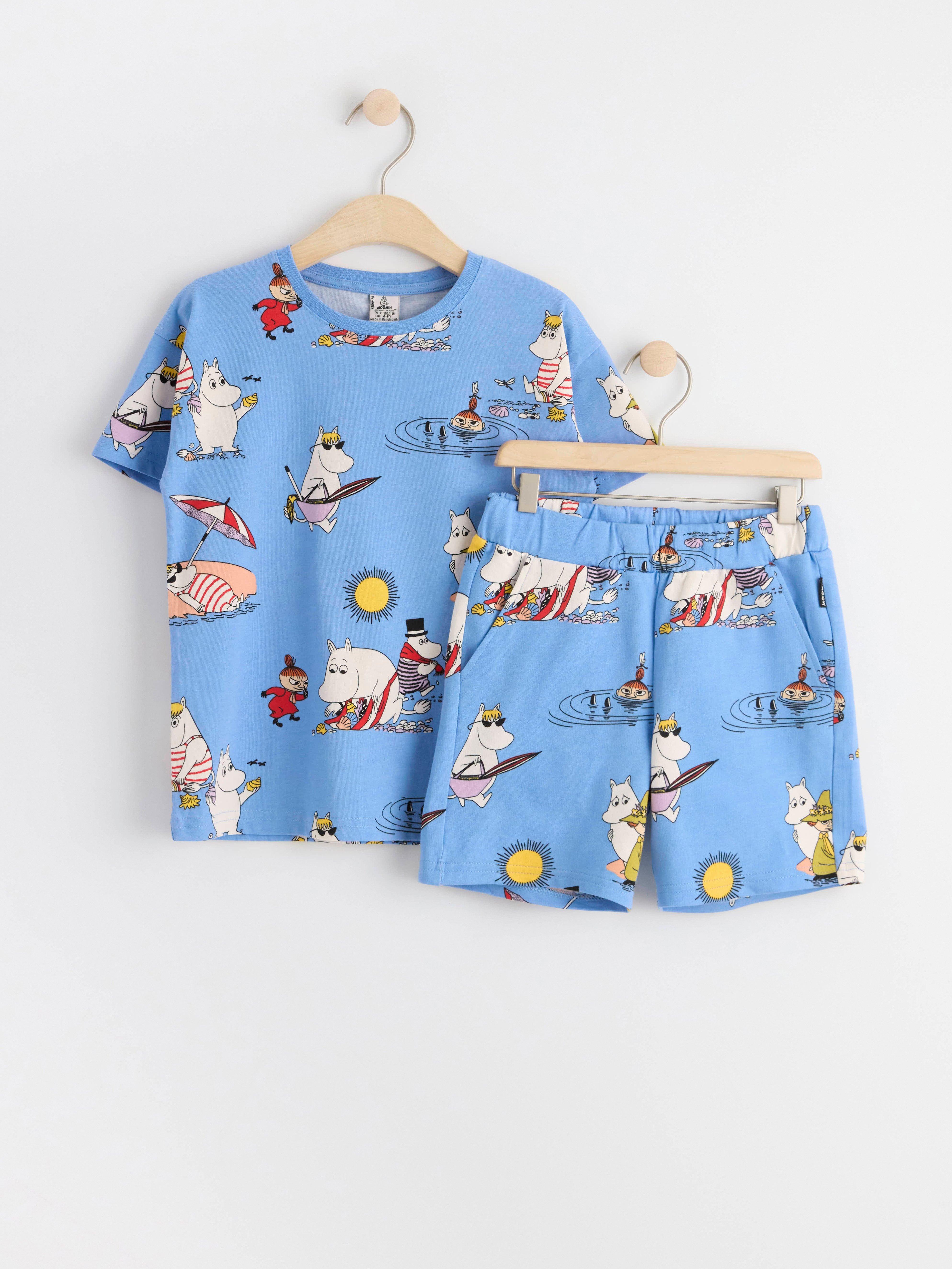 Set with Moomin print Lt Dusty Blue