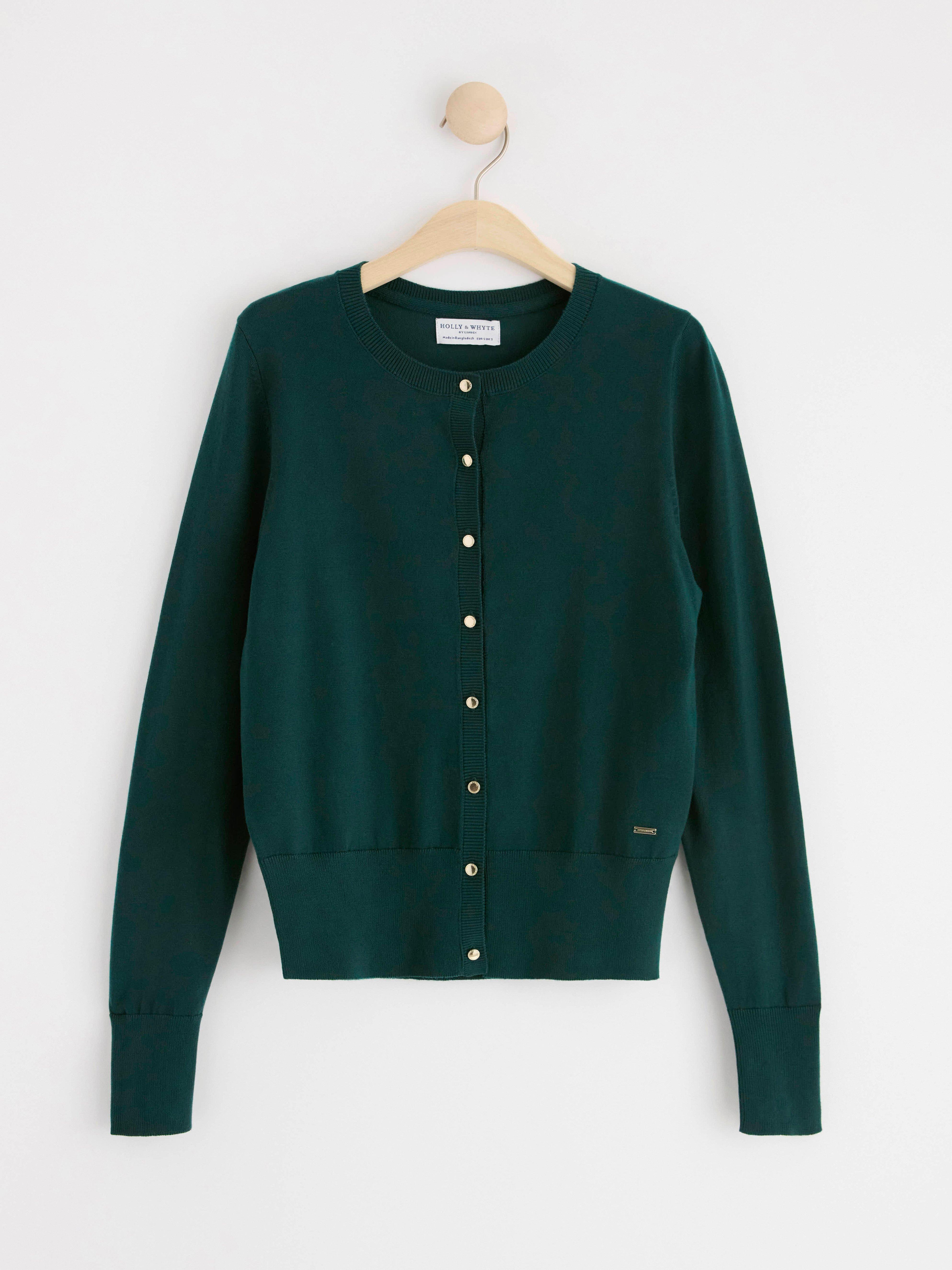 Fine-knit cardigan Dark Green