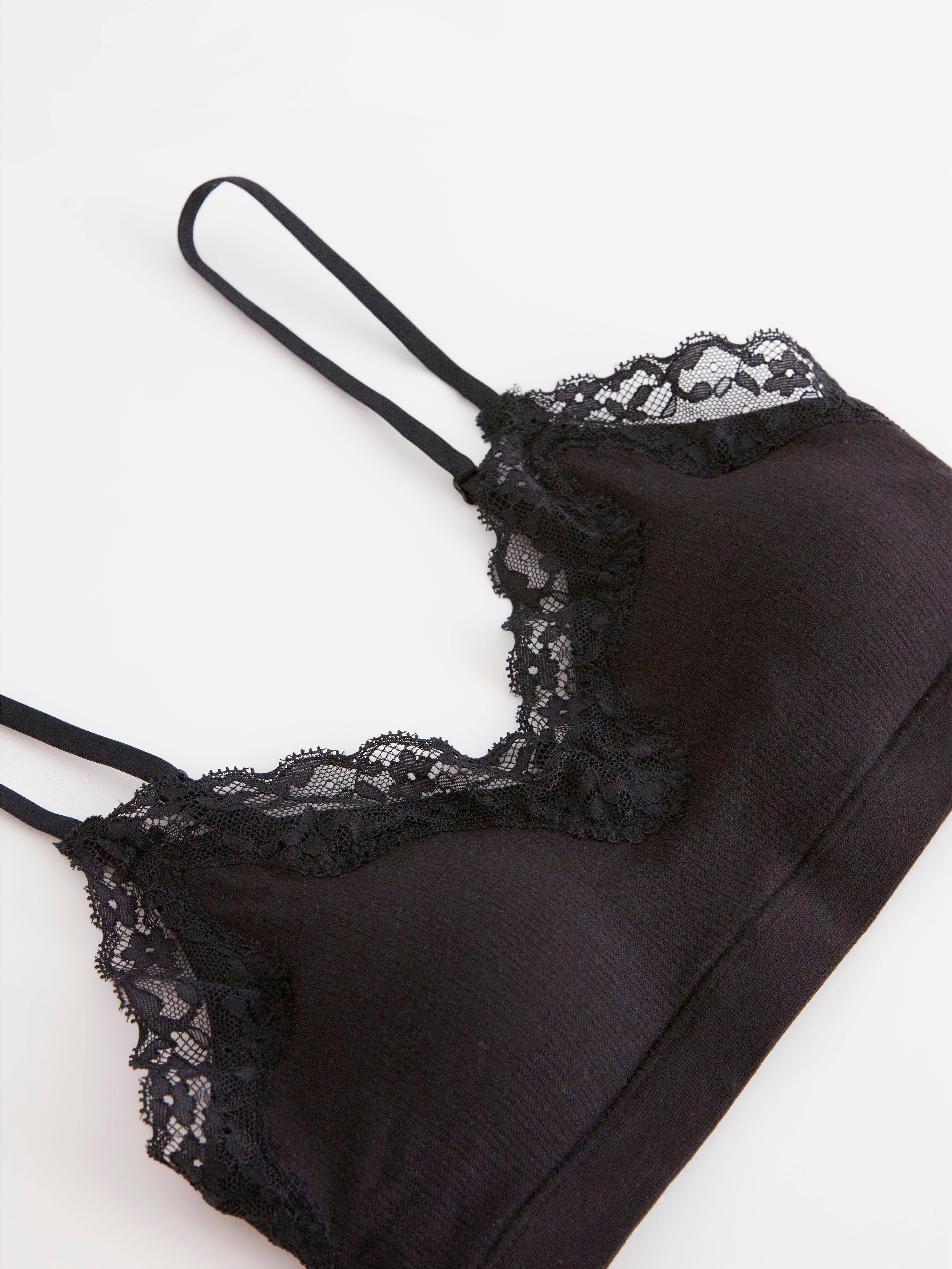 Soft bra with lace Black