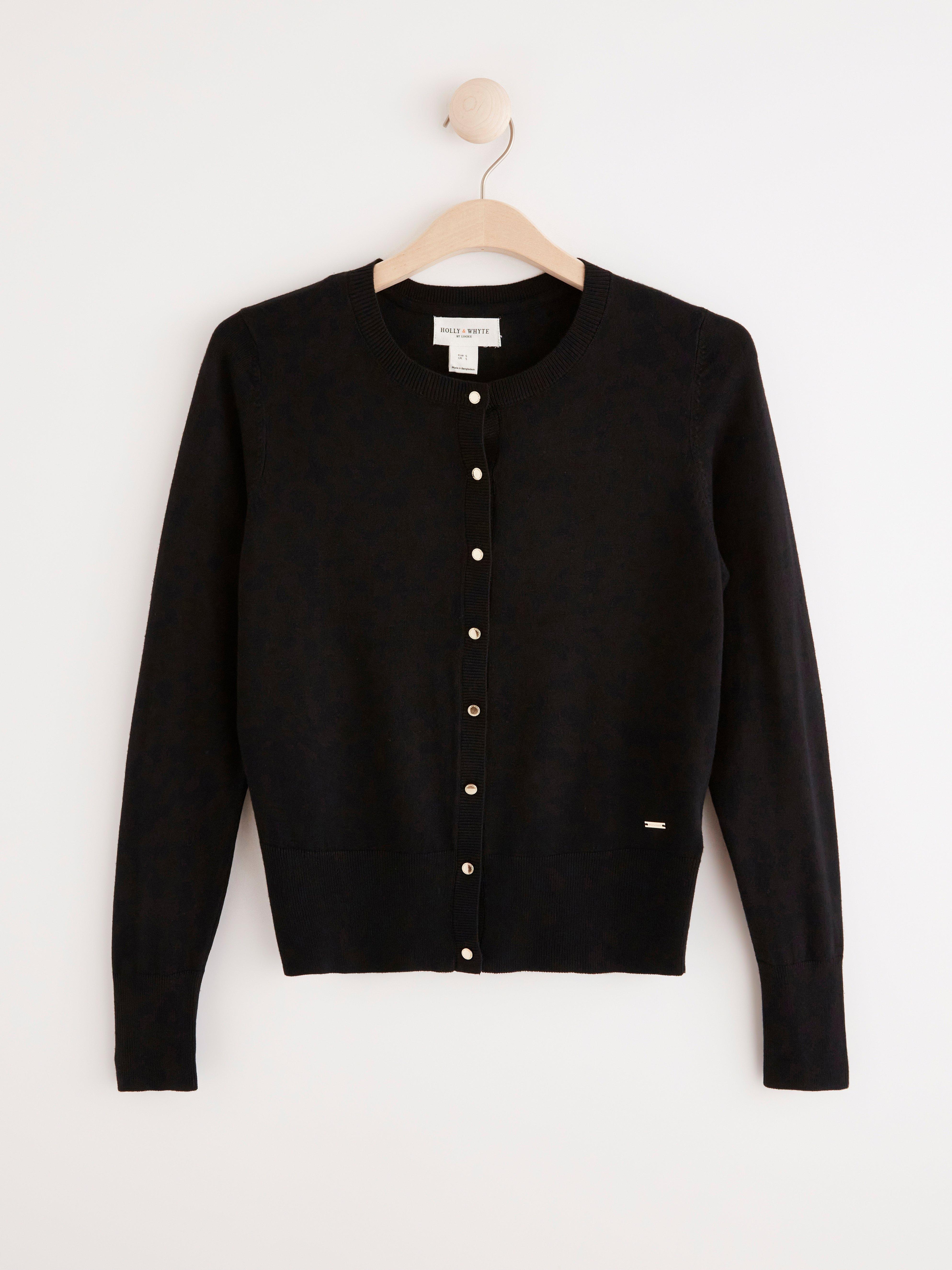 Fine-knit Black Cardigan Black