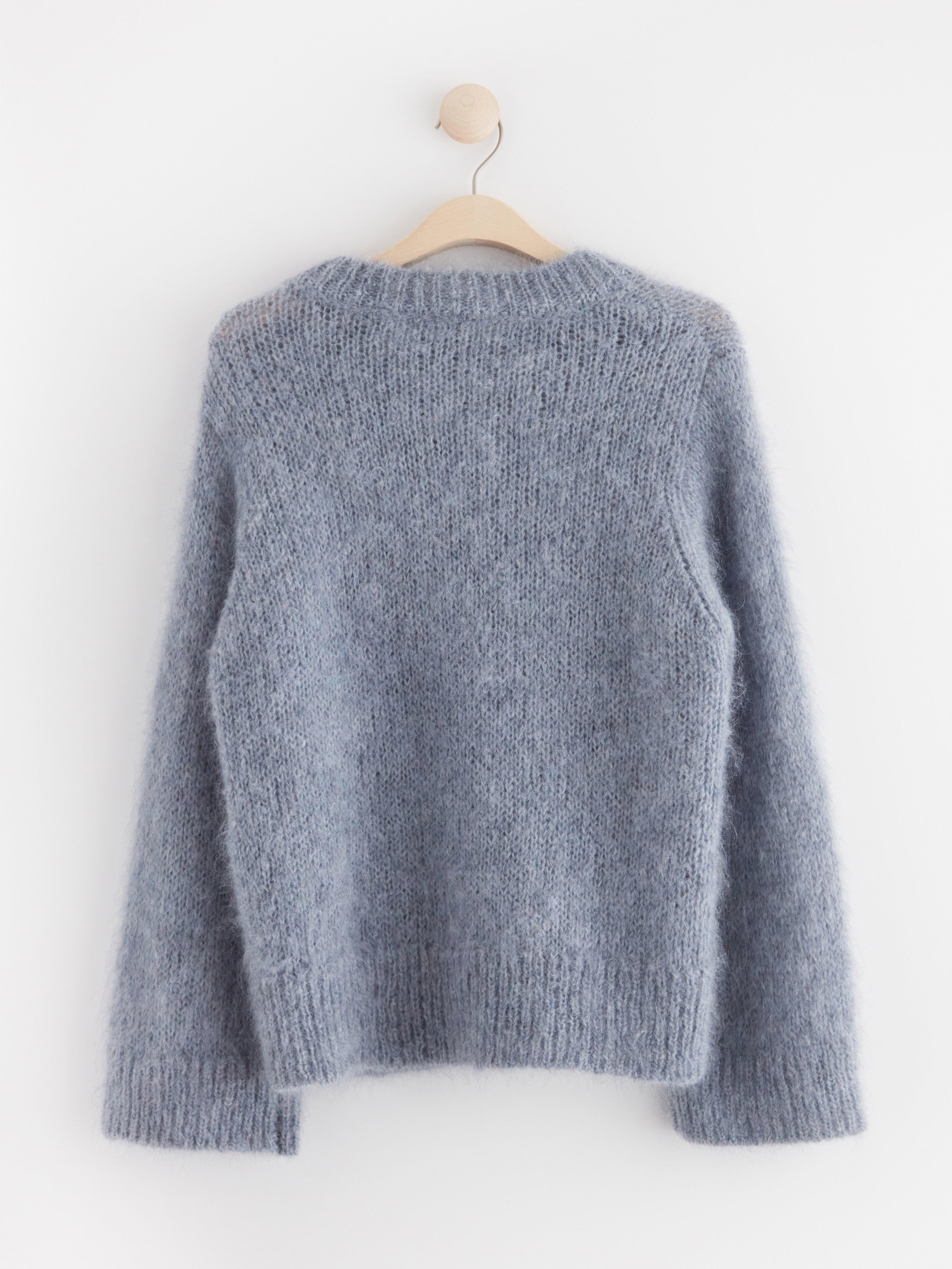 Jumper in wool and mohair blend blue
