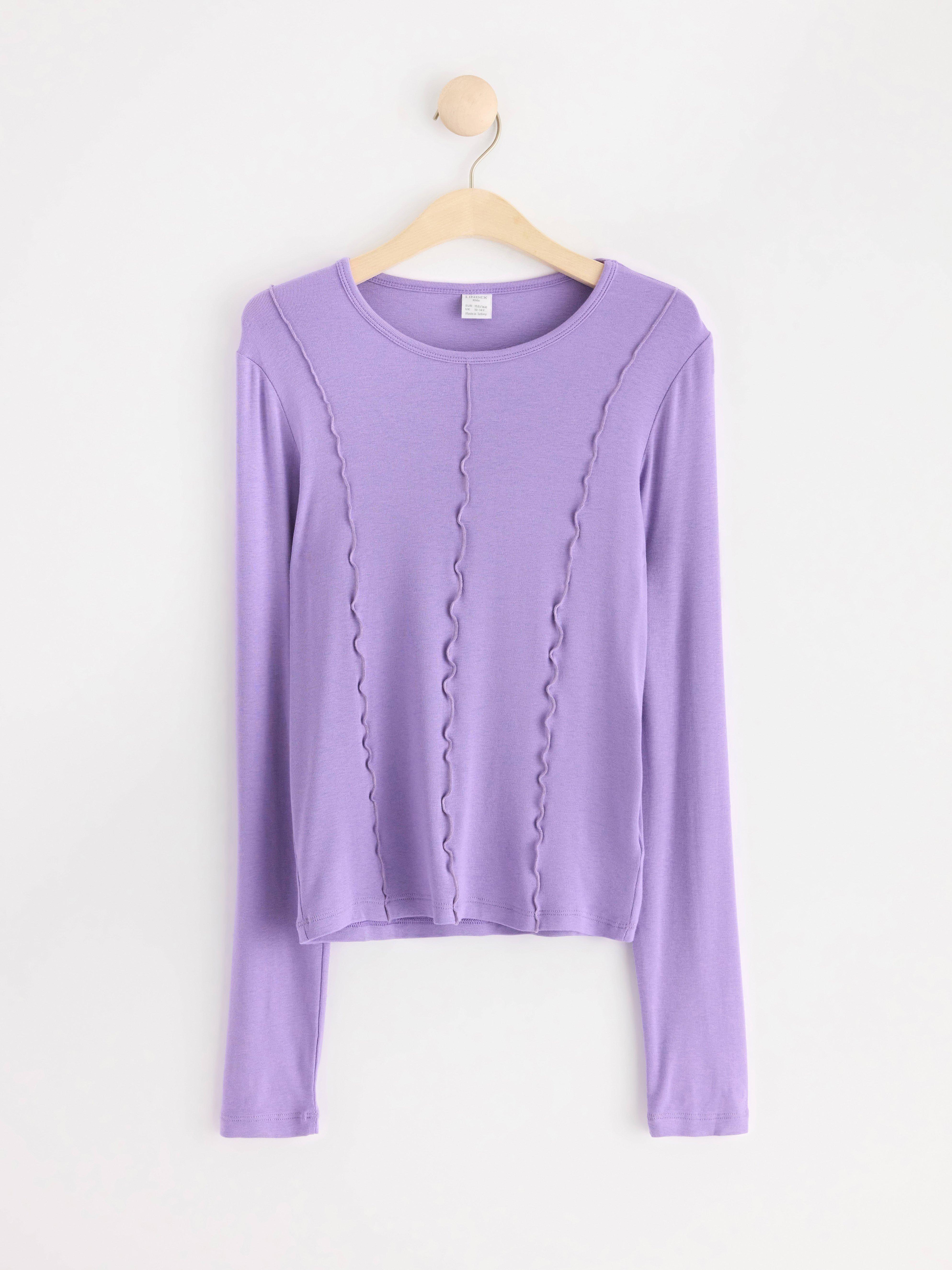 Long sleeve top with seams Light Dusty Lilac