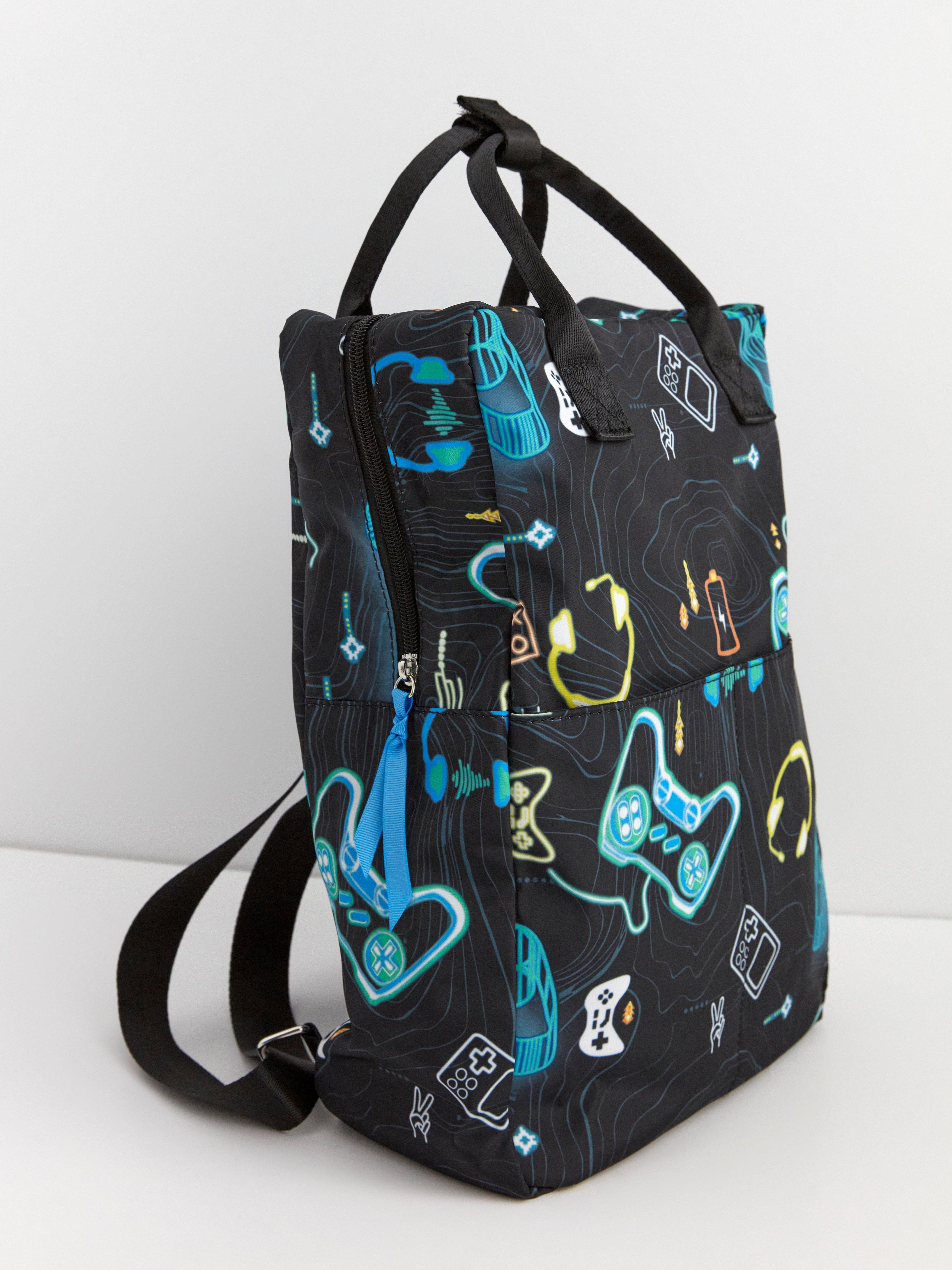 Backpack with gaming pattern Black