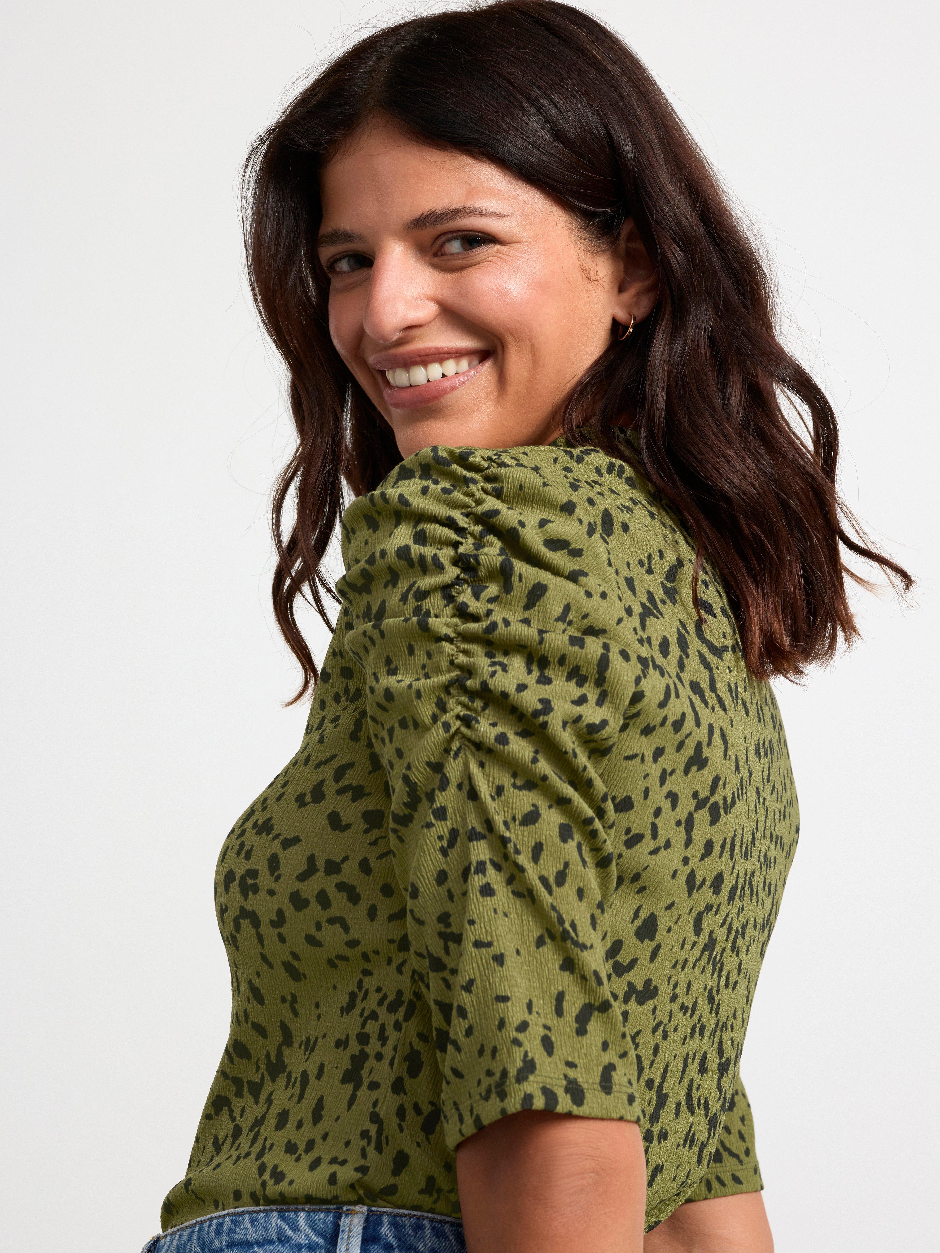 Top with puff sleeves Dark Green