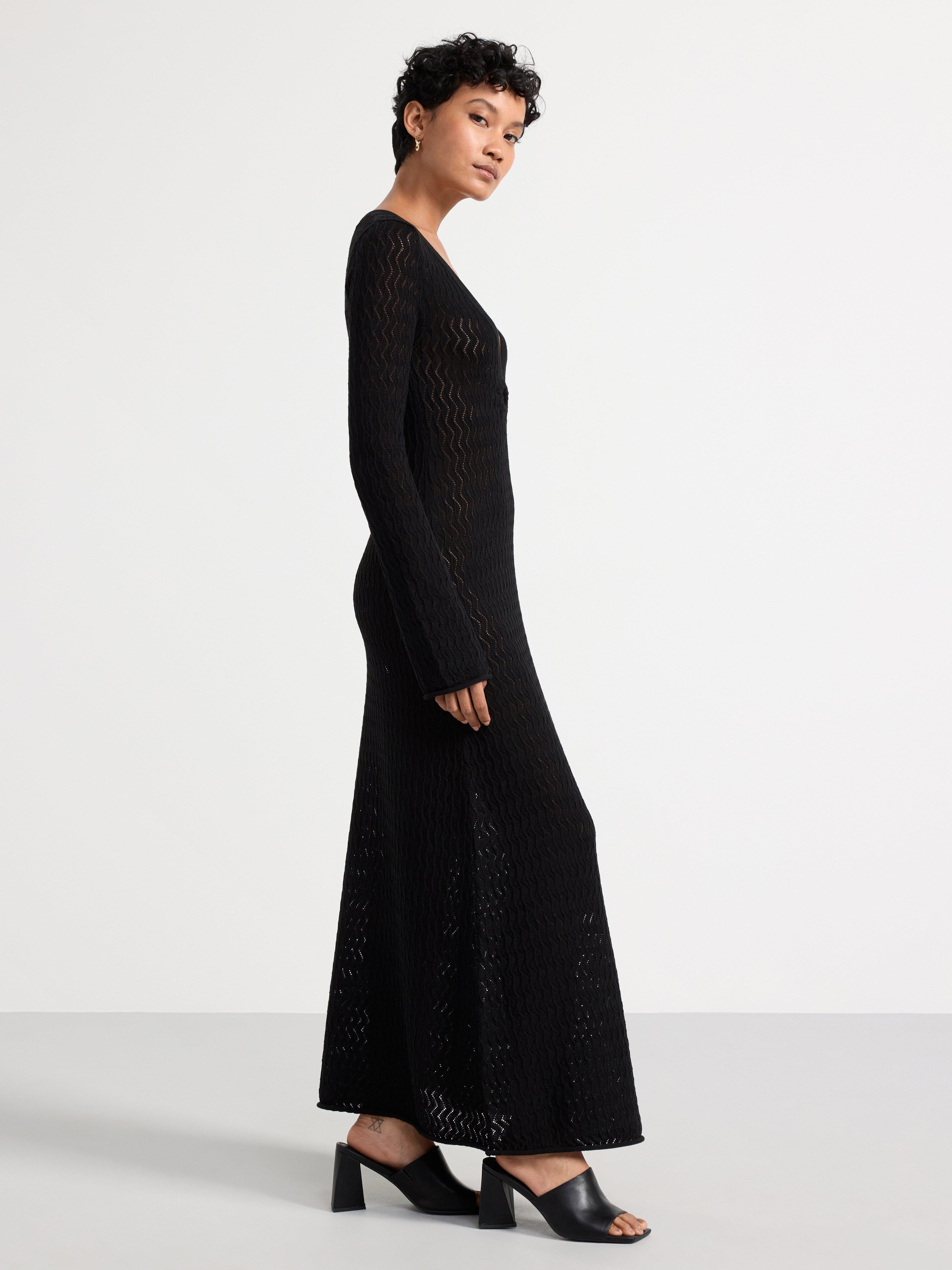 Knitted long sleeve dress Black