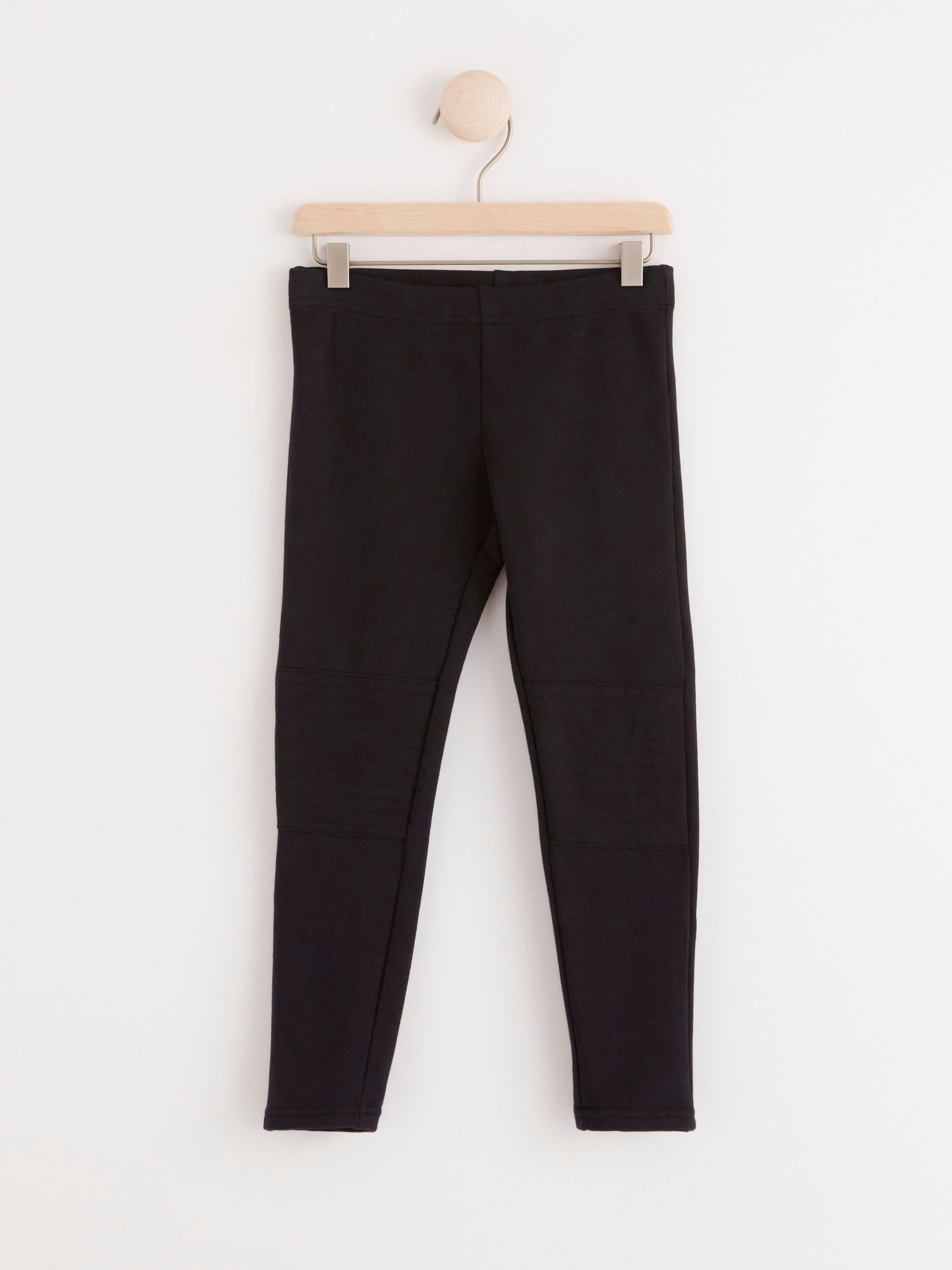 Leggings with knee patches and brushed inside Black