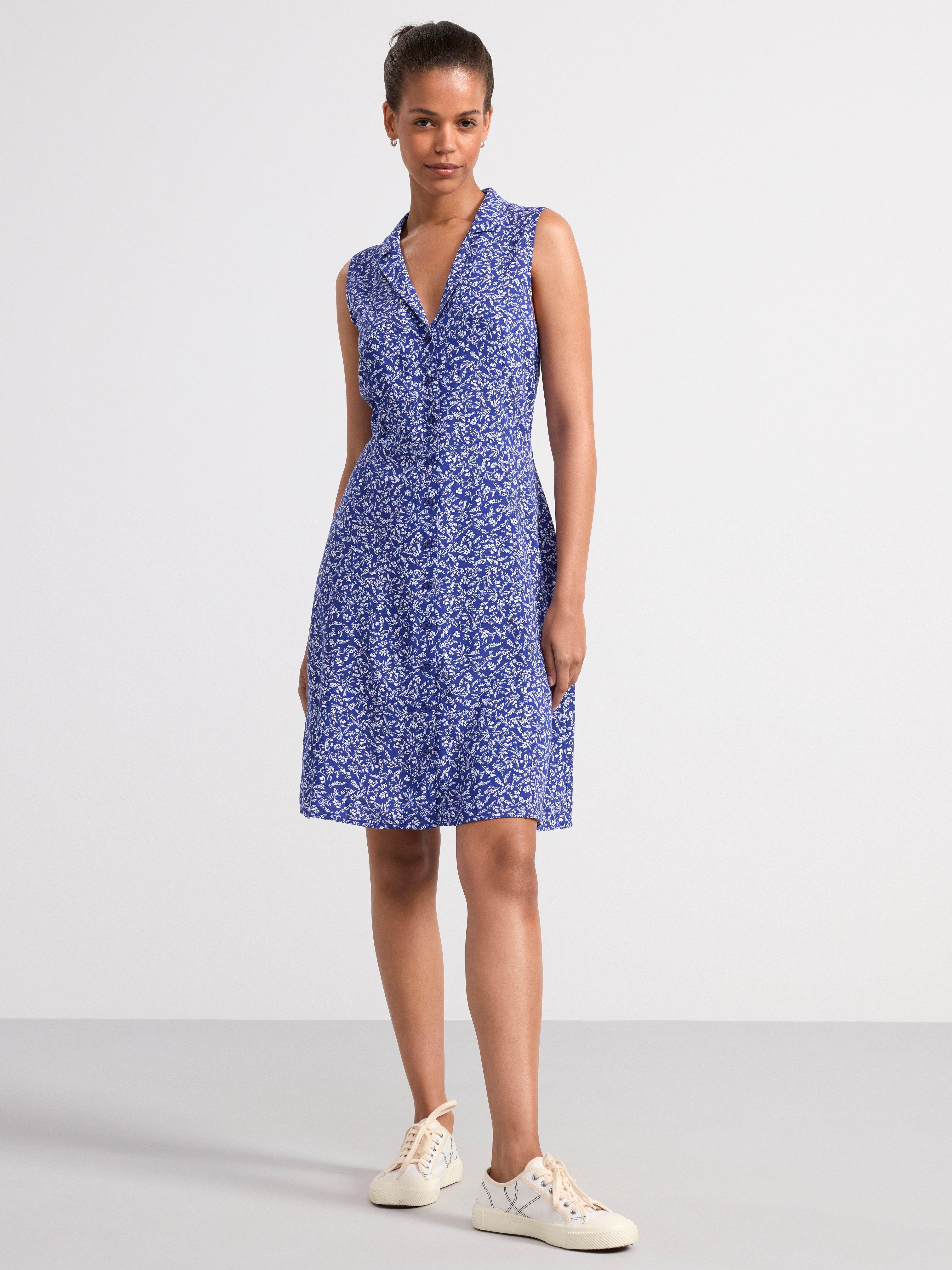 Collared sleevless mini dress Blue