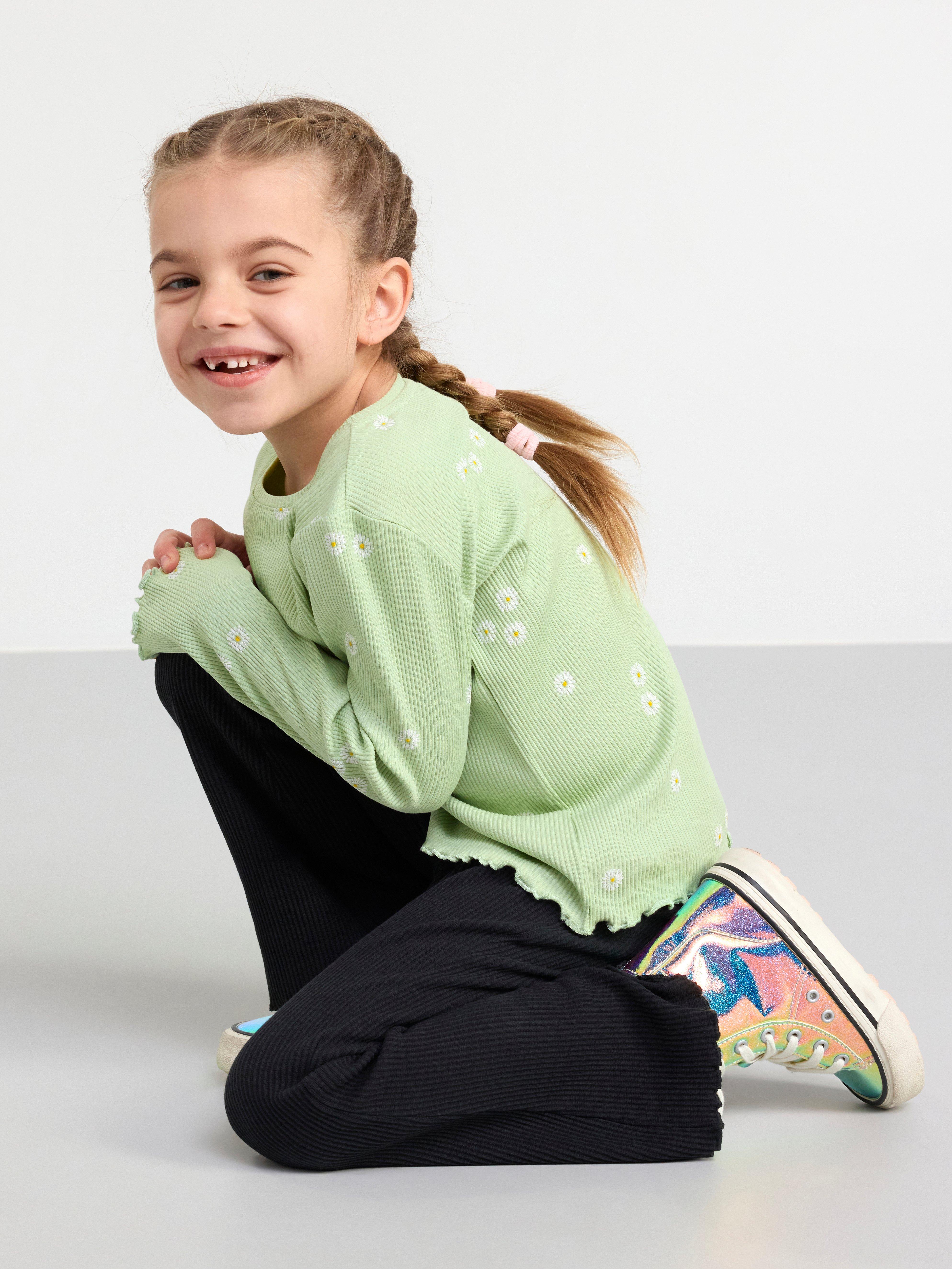 Ribbed flared leggings Off black