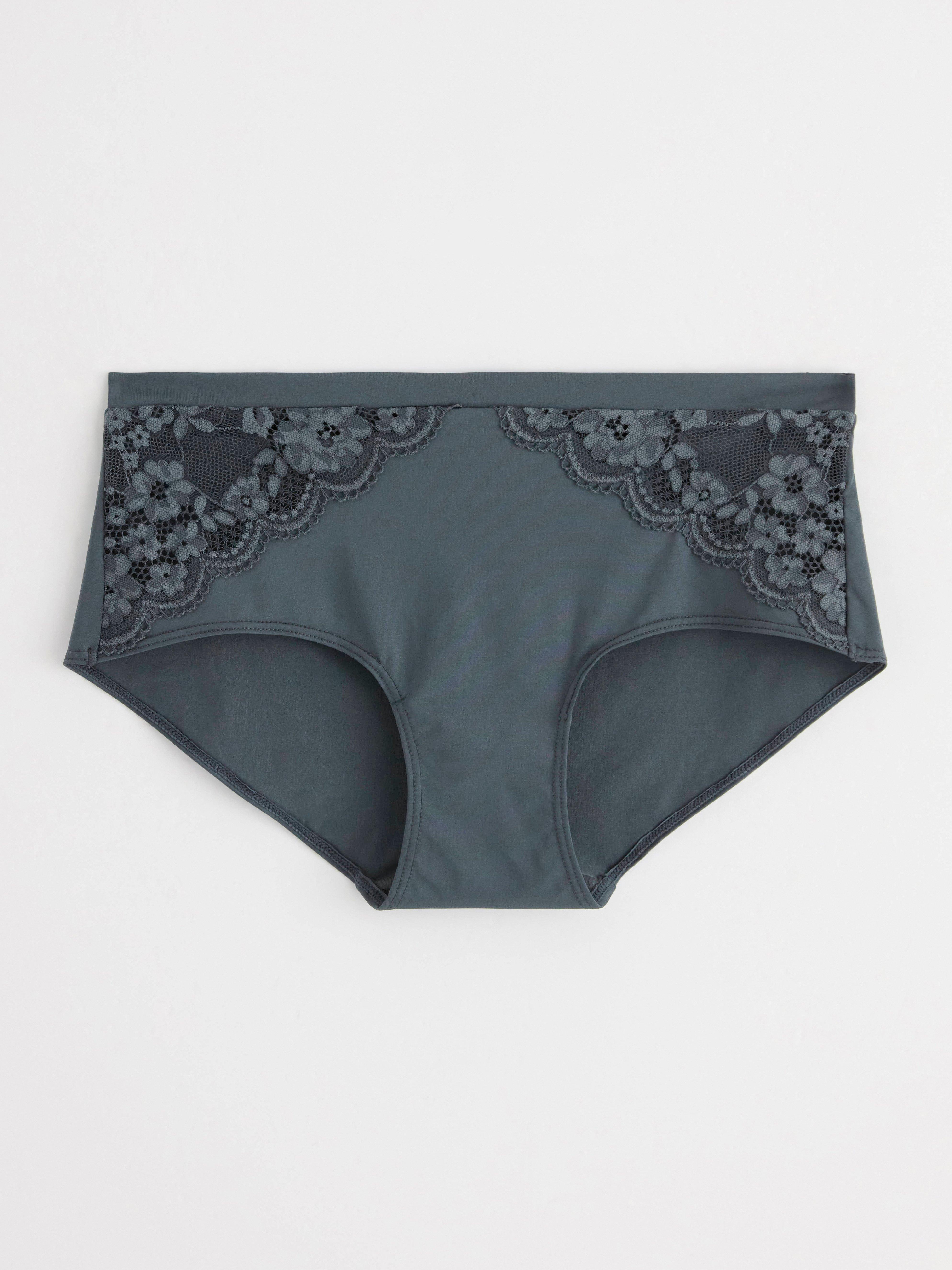 Regular waist brief with lace Dark Grey