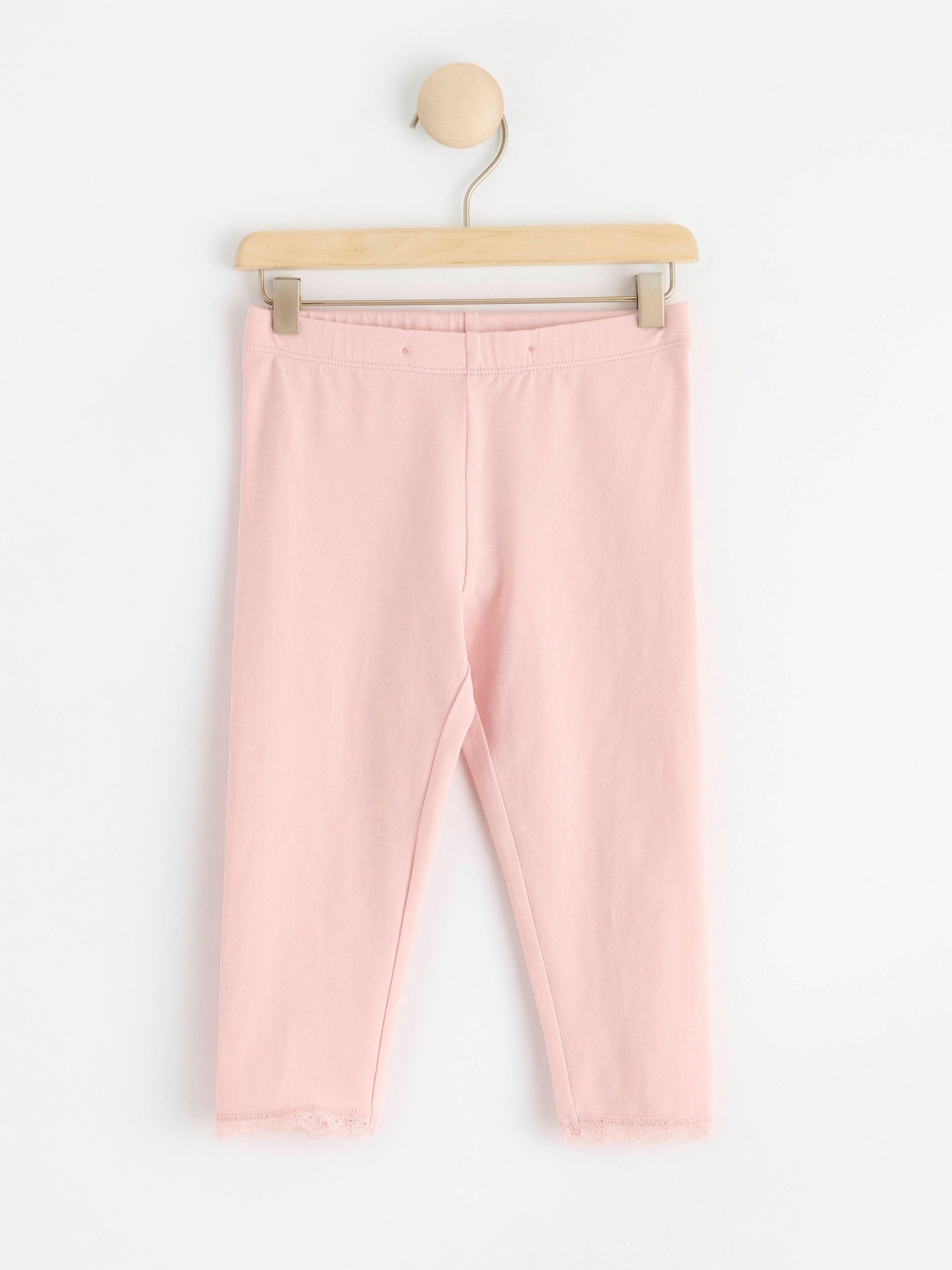 Capri leggings with lace trim Light Dusty Pink