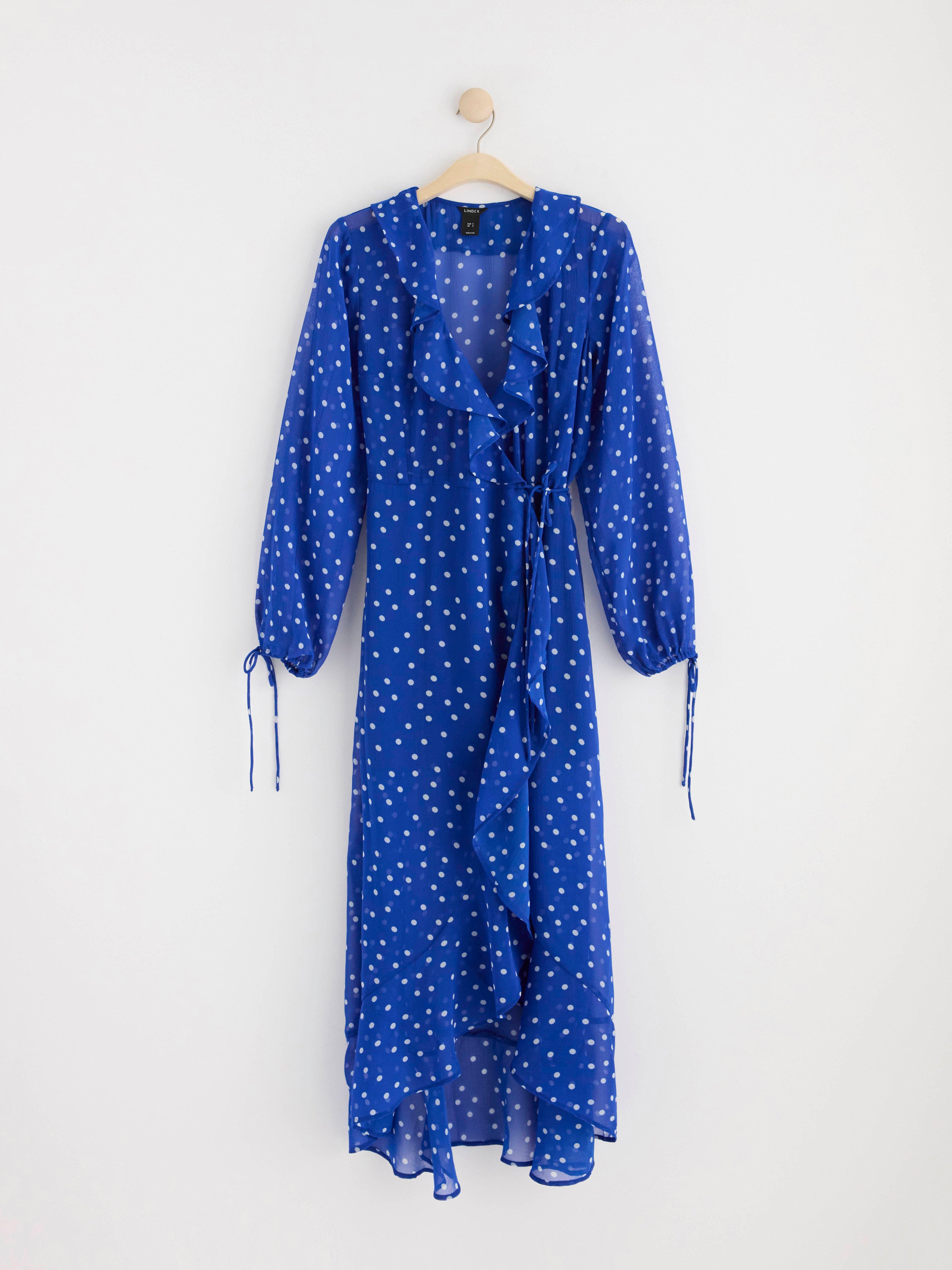 Wrap dress in chiffon Blue