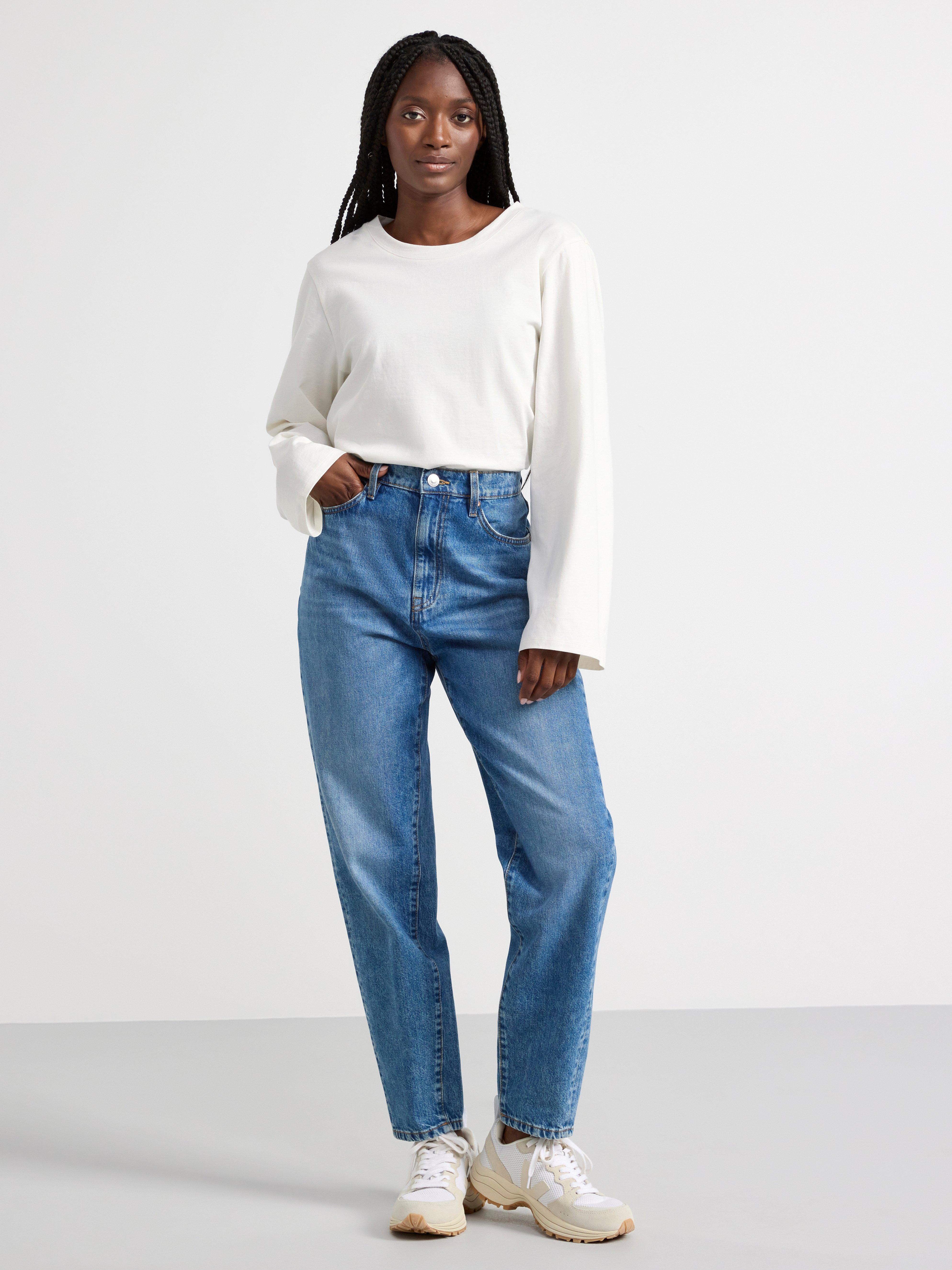 Long sleeve top in cotton Light Dusty White