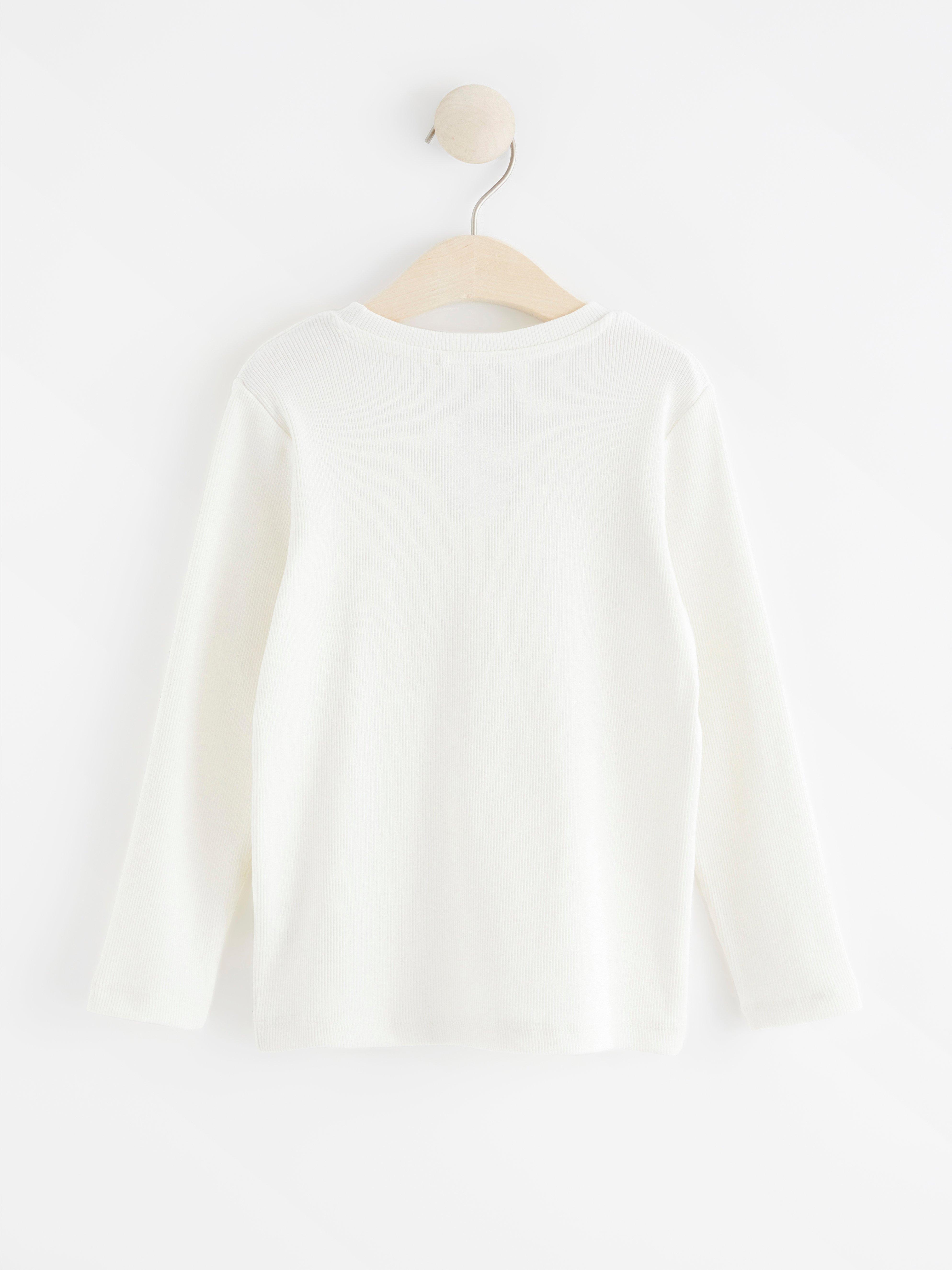 Ribbed long sleeve top Light Dusty White