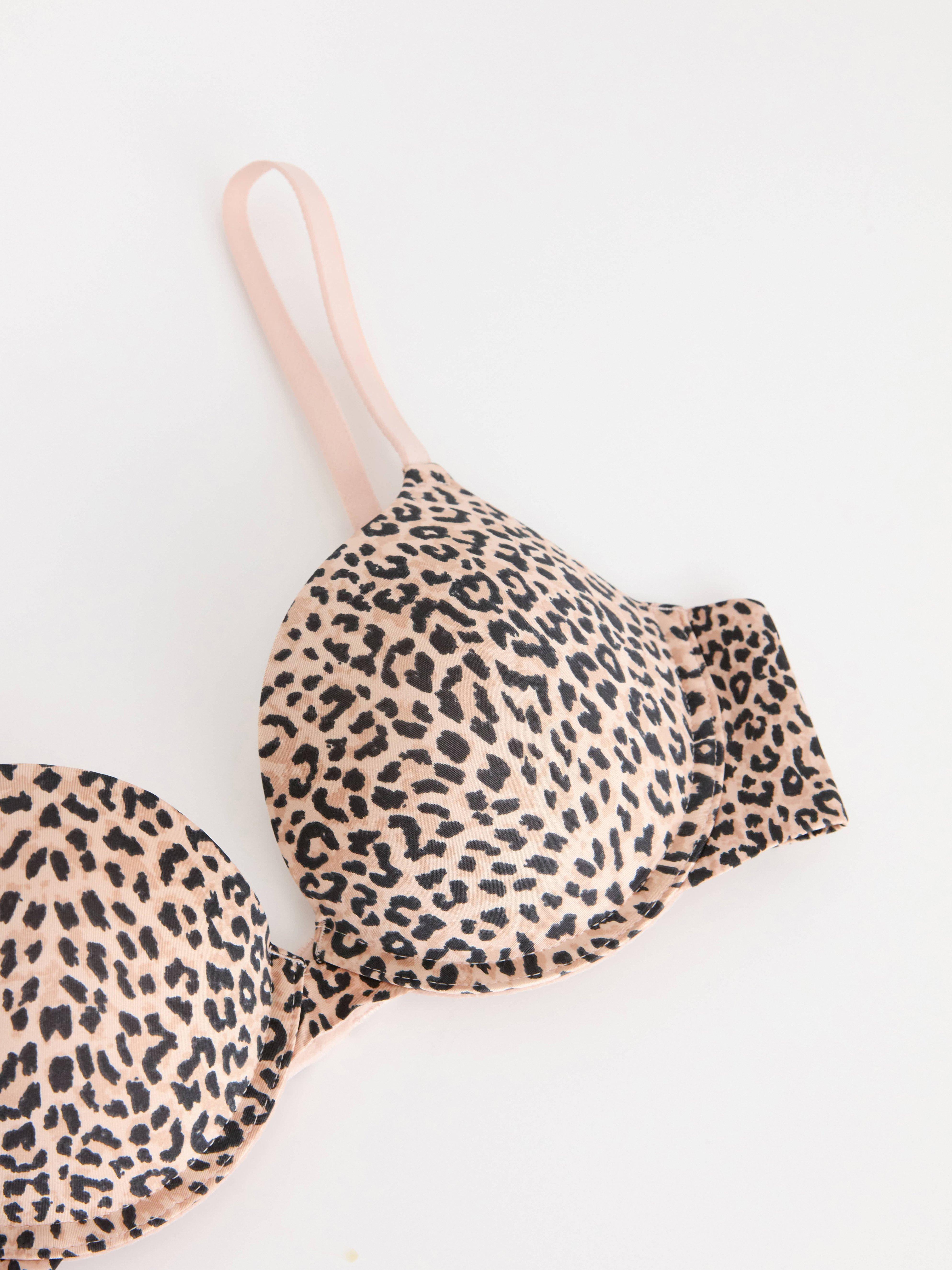 Malva push-up bra with leopard pattern Black